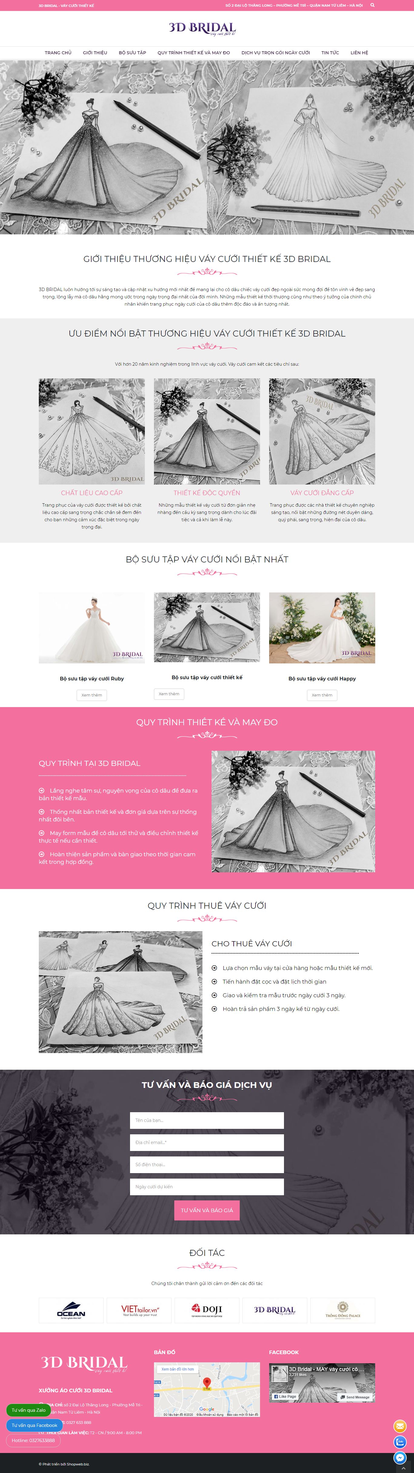 Thiết kế Website web cho thuê váy cưới - 3dbridalvn