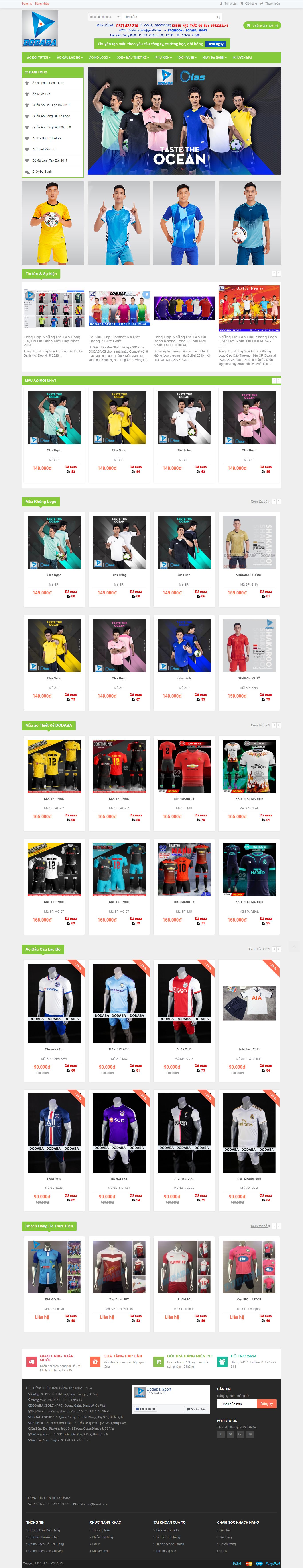 Thiết kế Website web in áo bóng đá - dodabanhcomvn