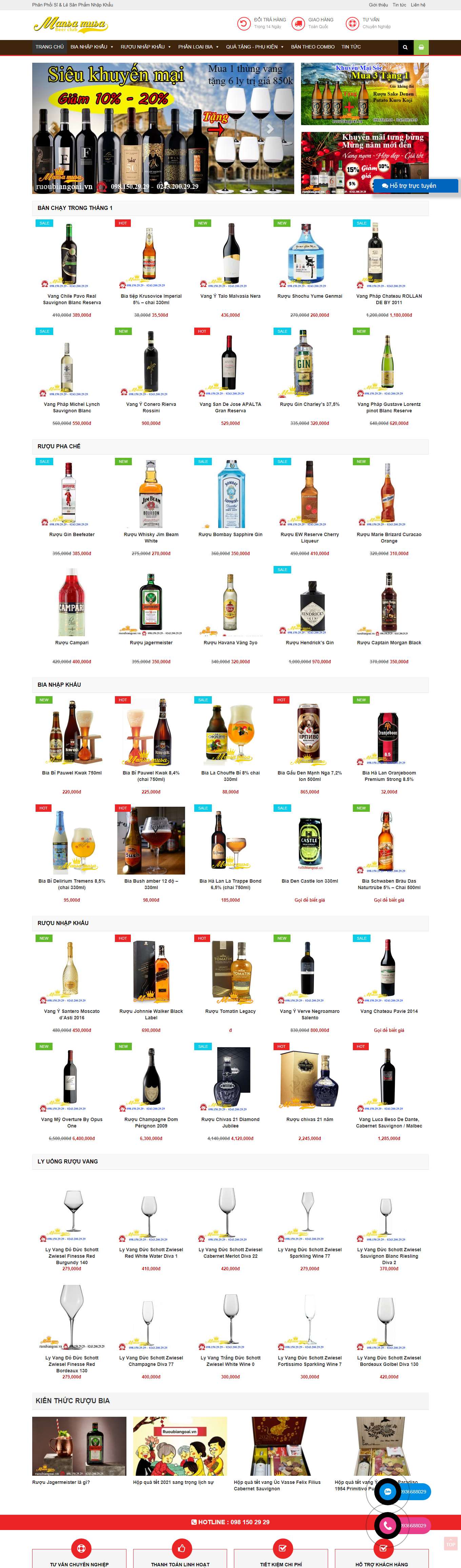 Thiết kế Website Web mẫu có sẵn - ruoubiangoaivn