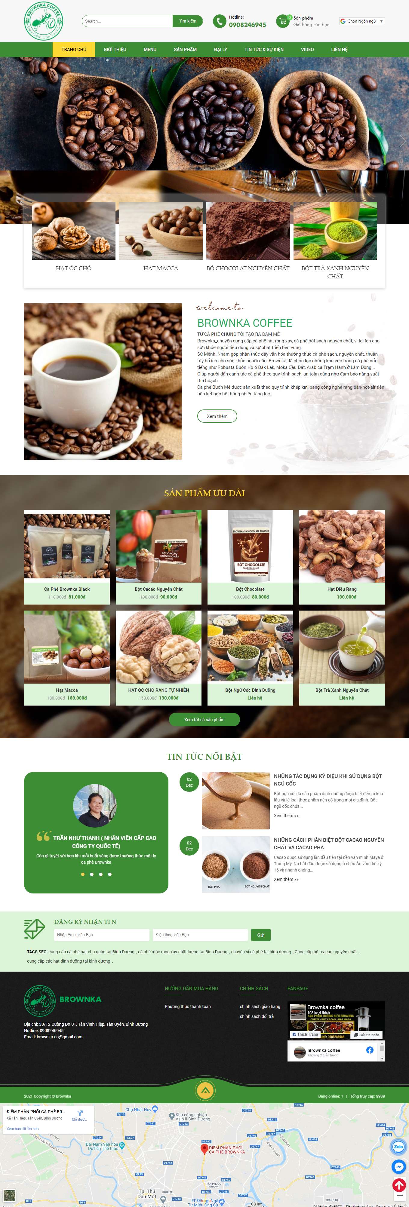 Thiết kế Website Web số 1 việt nam - brownkacoffeecom
