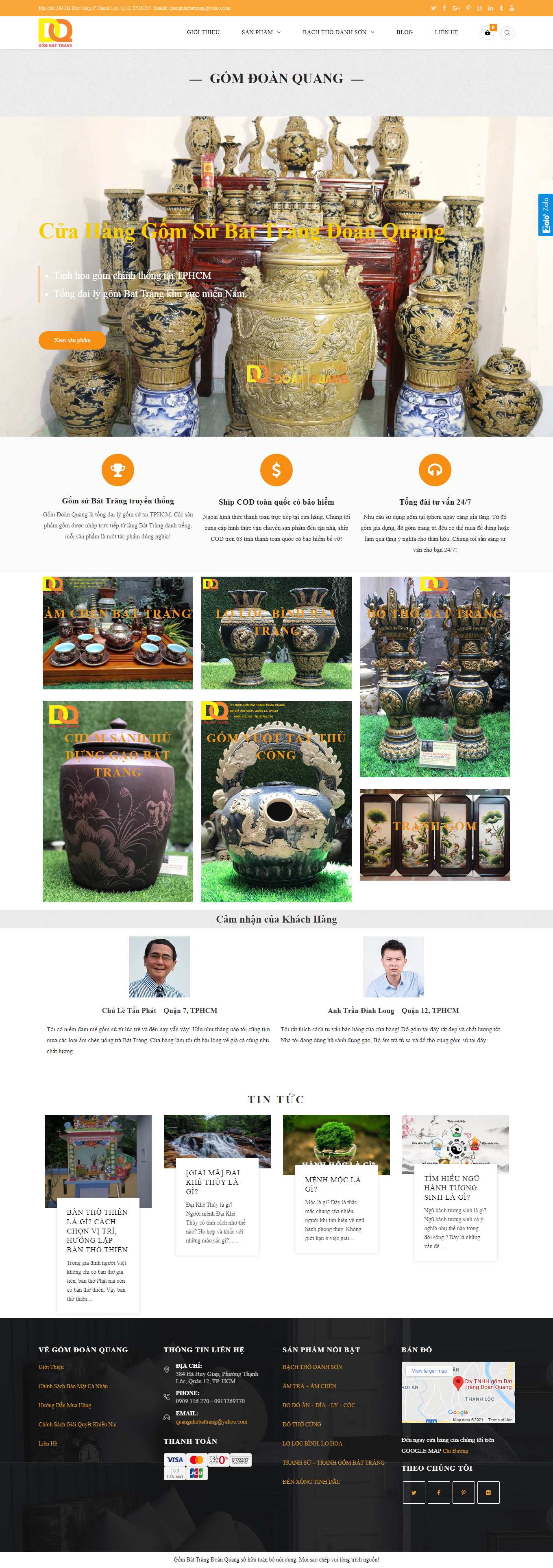 Thiết kế Website web gốm sứ cao cấp - gombattrangdoanquangcom