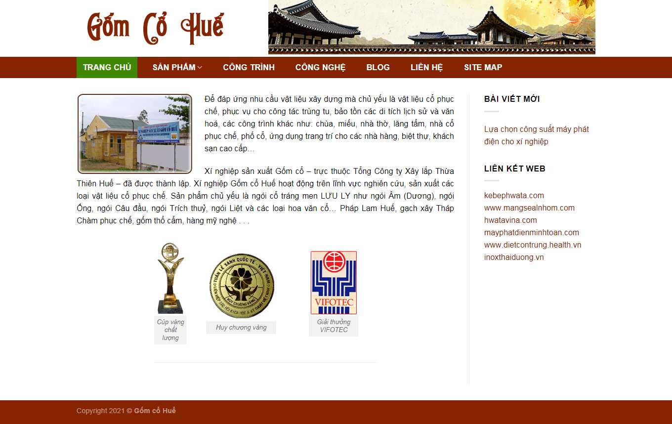 Thiết kế Website web gốm sứ cao cấp - wwwgomcohuecom