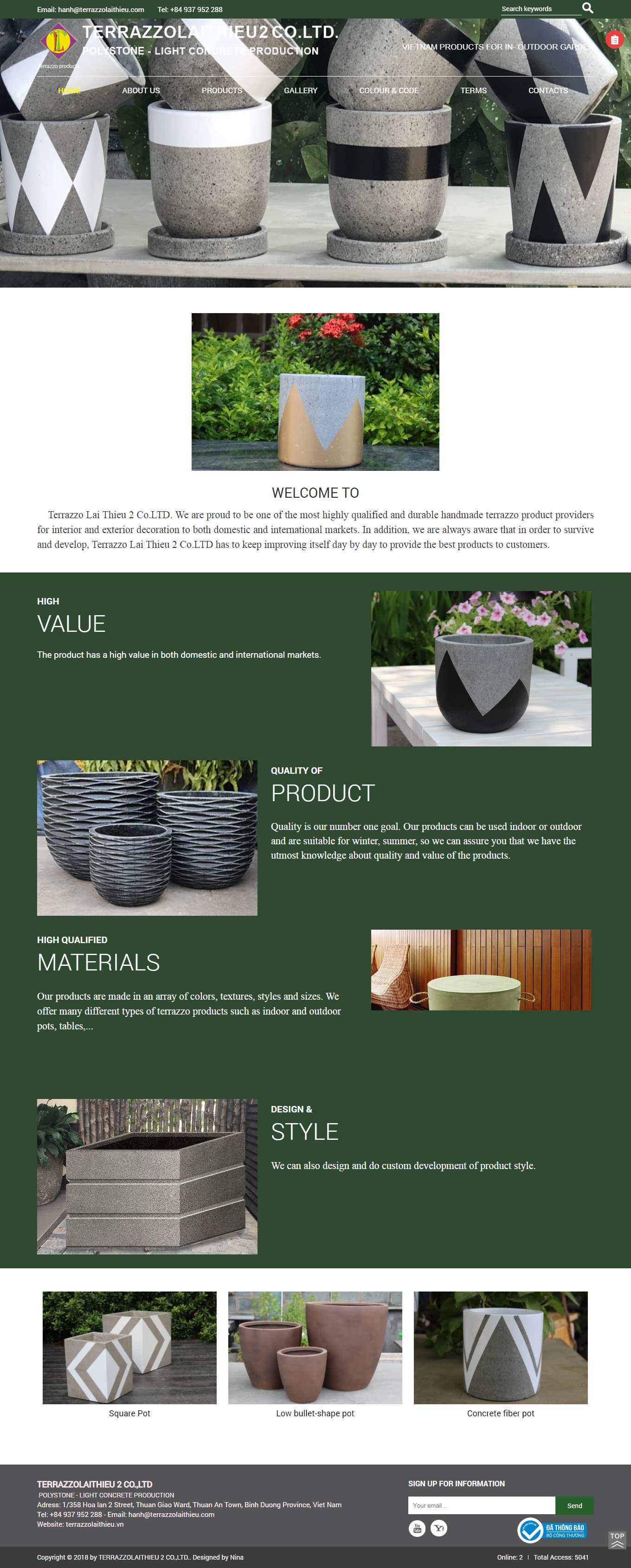 Thiết kế Website web gốm sứ cao cấp - terrastonevn