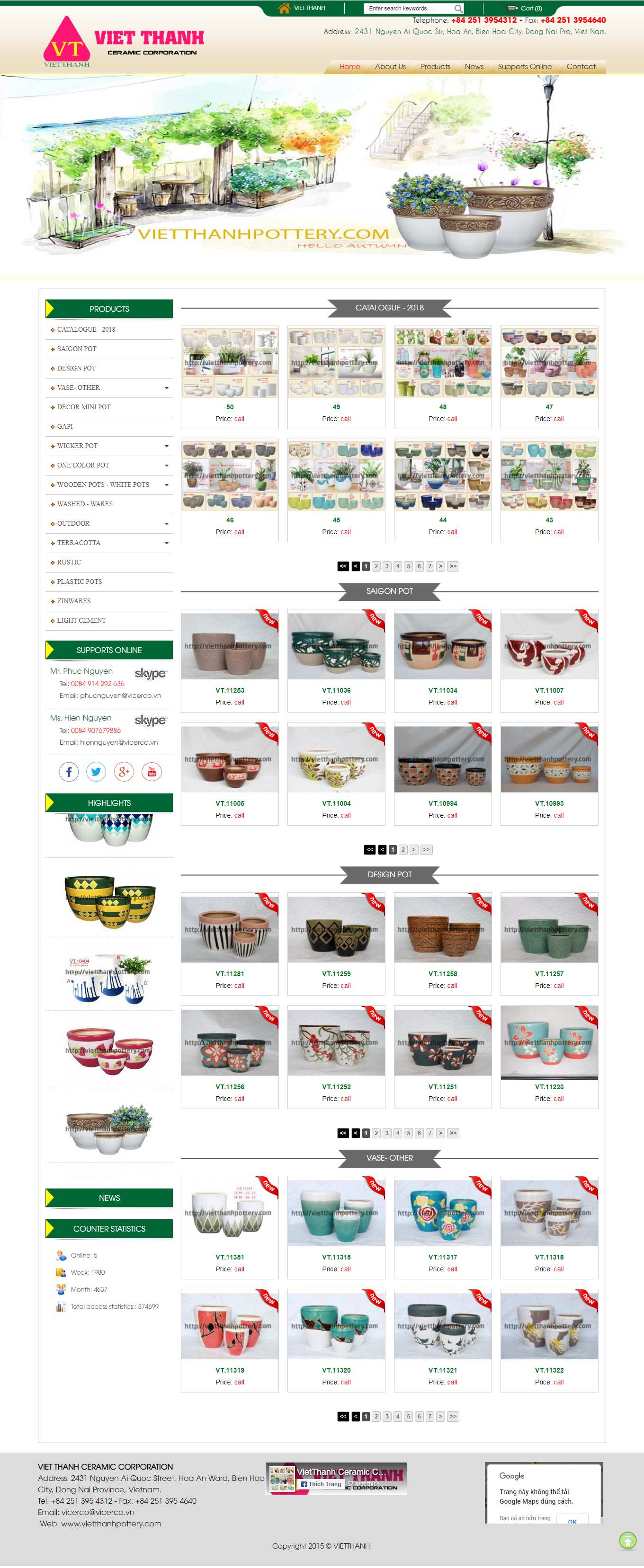 Thiết kế Website web gốm sứ trang trí - vietthanhpotterycom