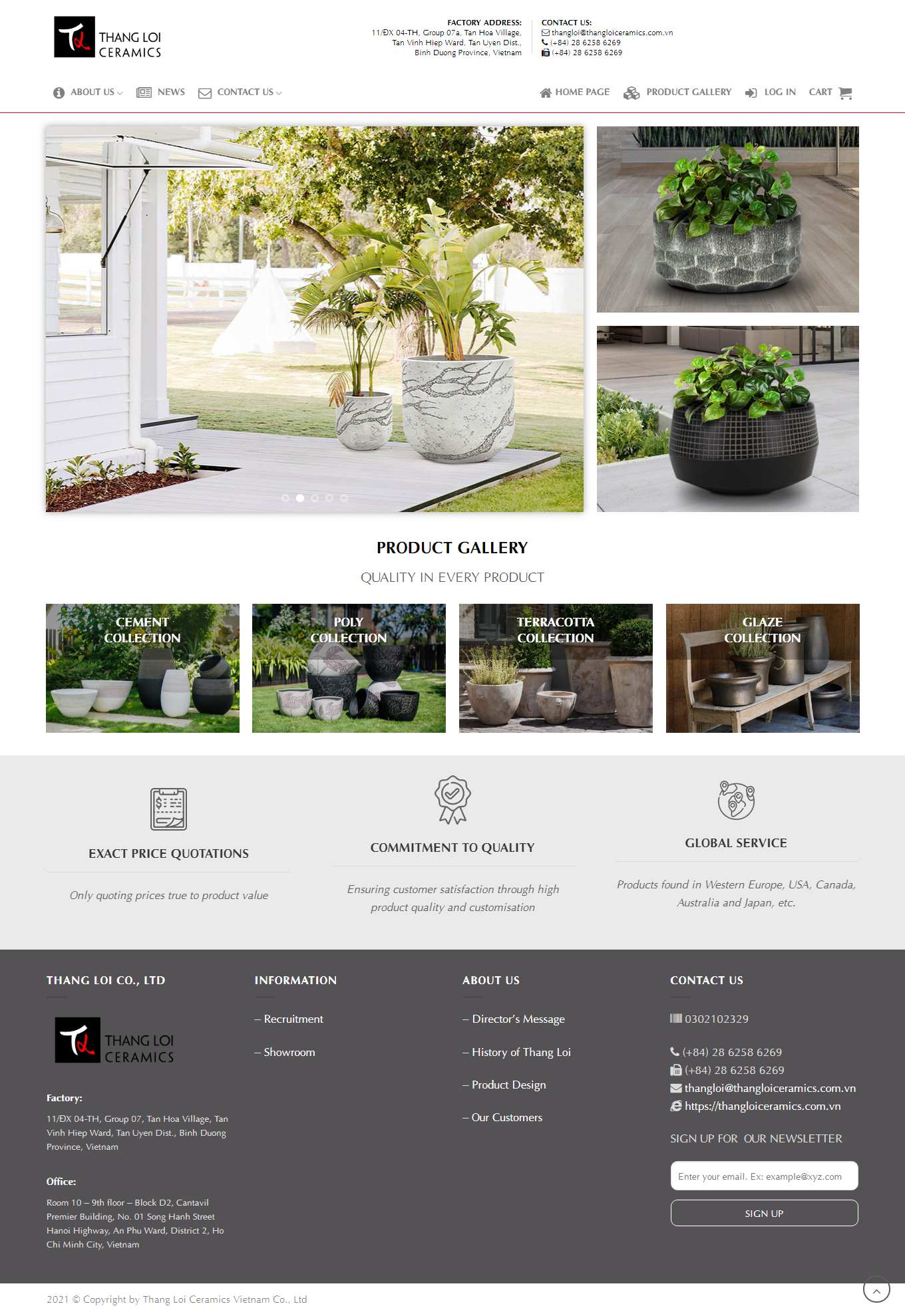 Thiết kế Website web gốm sứ trang trí - thangloiceramicscomvn