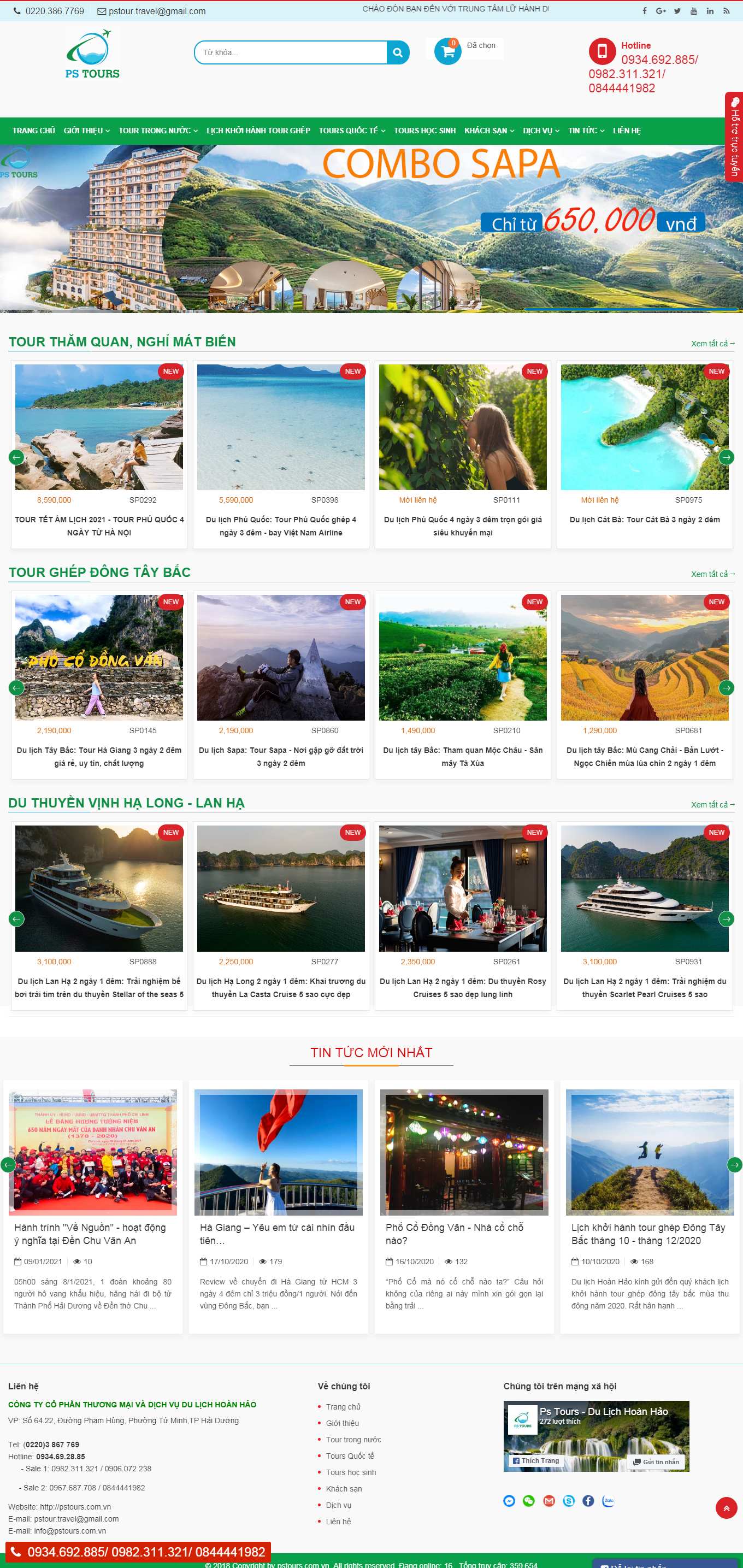 Thiết kế Website web công ty lữ hành - pstourscomvn