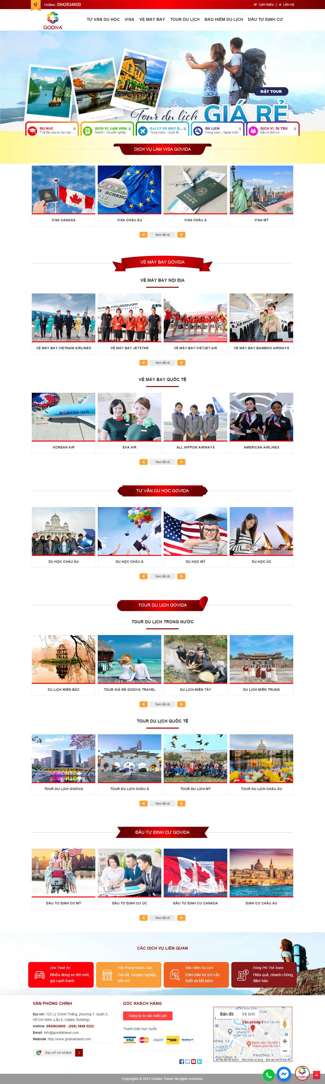 Thiết kế Website web công ty lữ hành - godivatravelcom