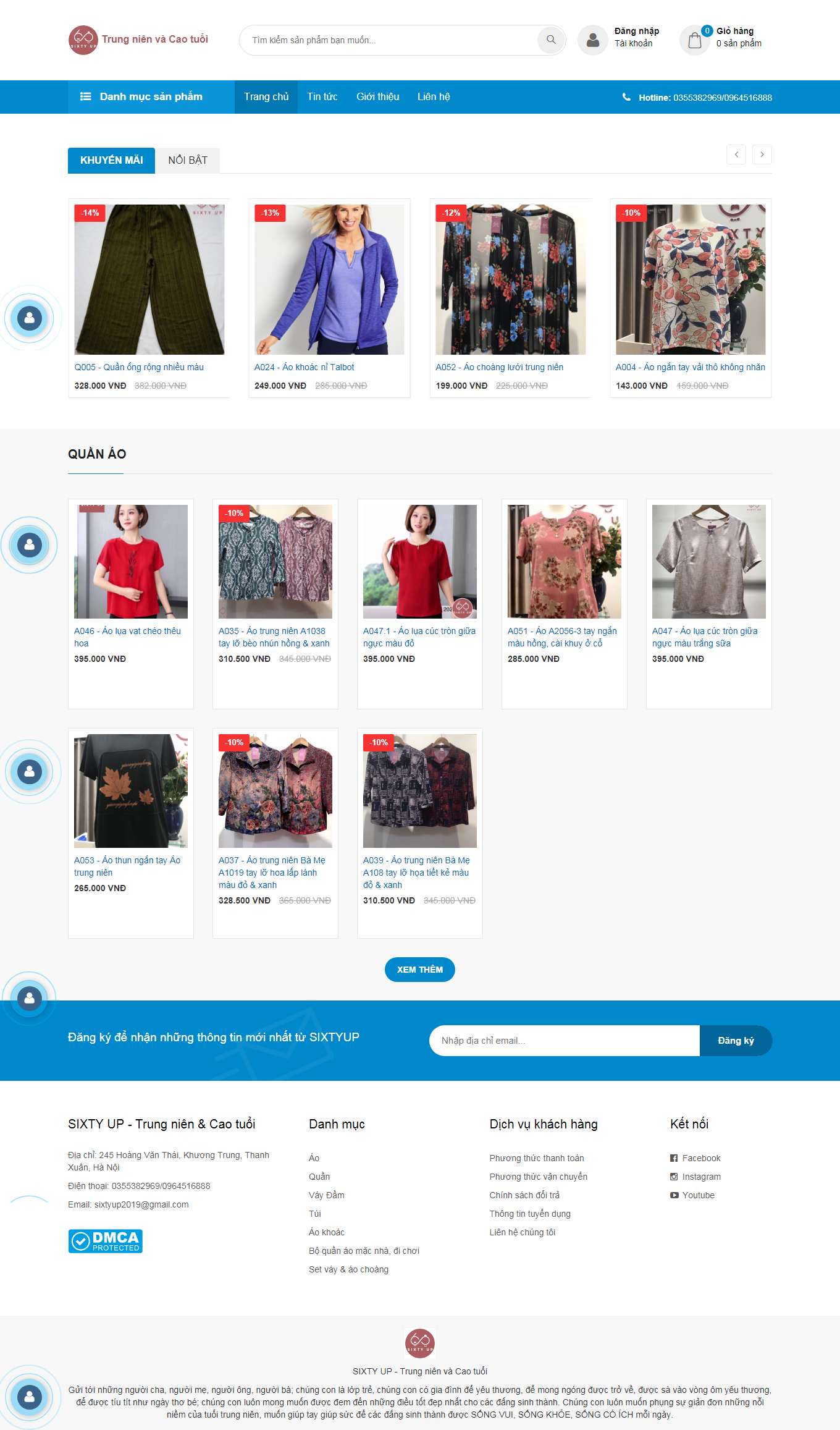 Thiết kế Website web áo lụa - sixtyupvn