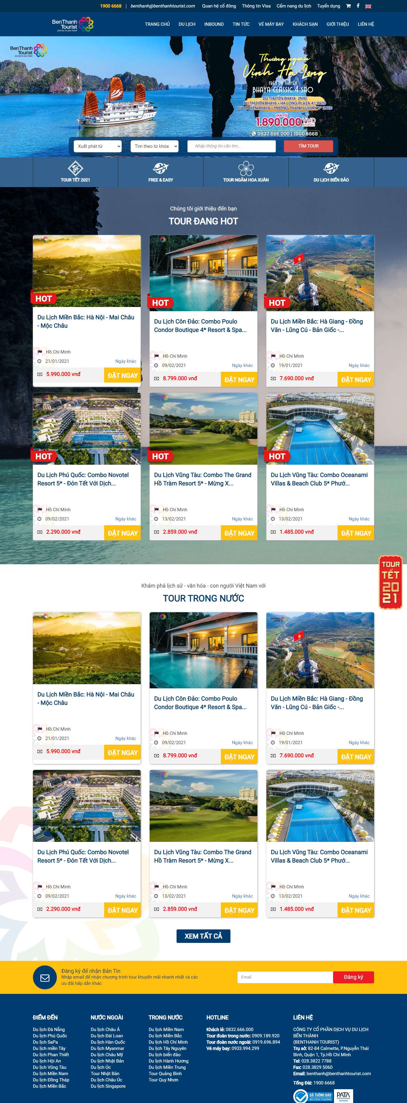 Thiết kế Website Web du lịch tour - benthanhtouristcom