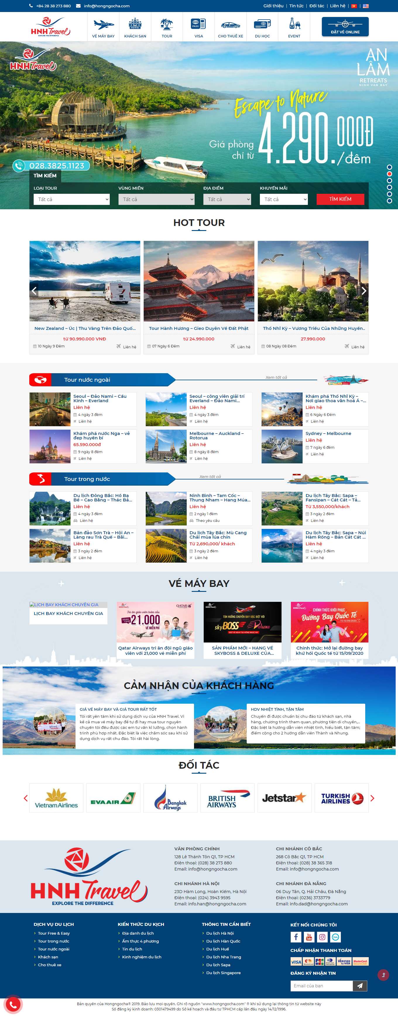 Thiết kế Website Web du lịch chuyên nghiệp - hongngochacom