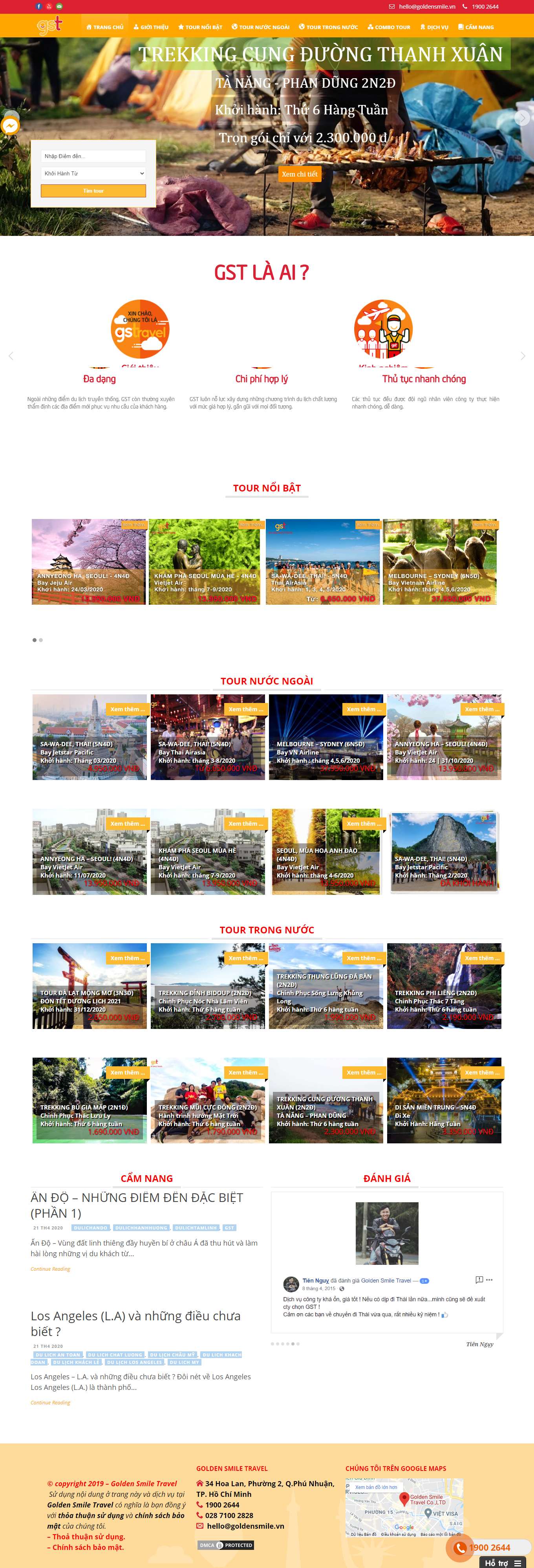 Thiết kế Website Web du lịch chuyên nghiệp - goldensmiletravelcom