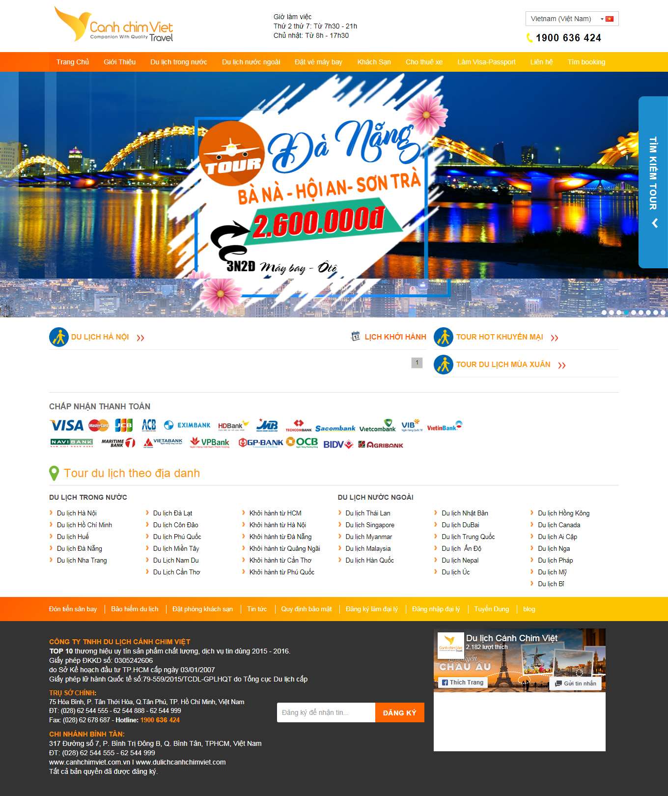 Thiết kế Website Web du lịch chuyên nghiệp - dulichcanhchimvietcom