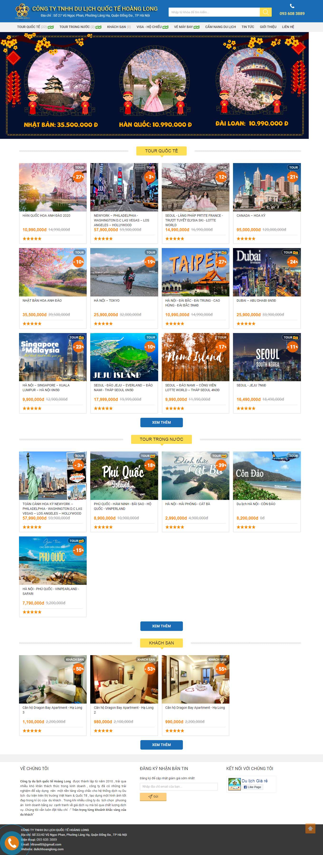 Thiết kế Website Web du lịch chuyên nghiệp - dulichhoanglongcom