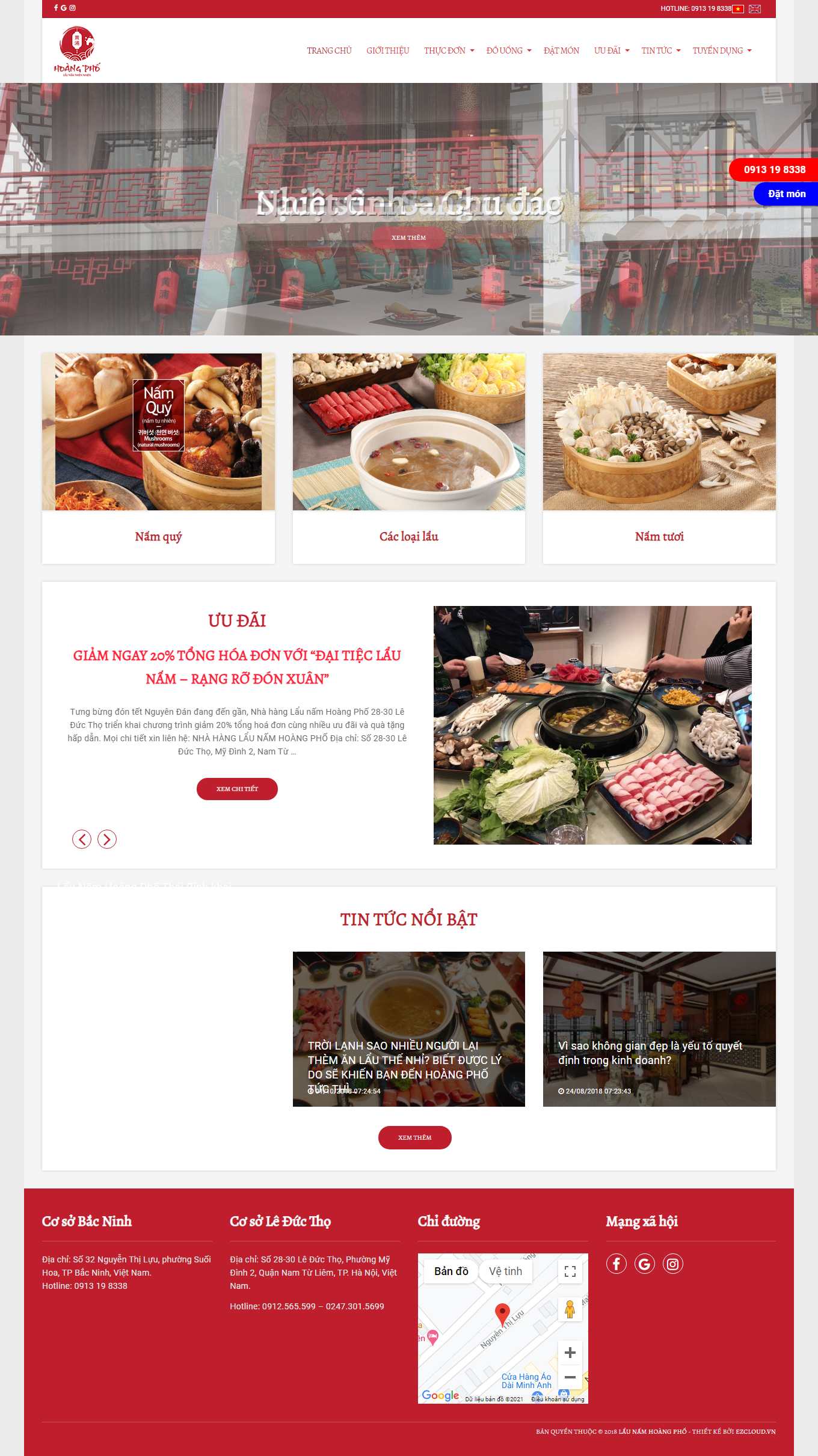 Thiết kế Website Web Nhà hàng Quán cafe Quán ăn - launamhoangphovn