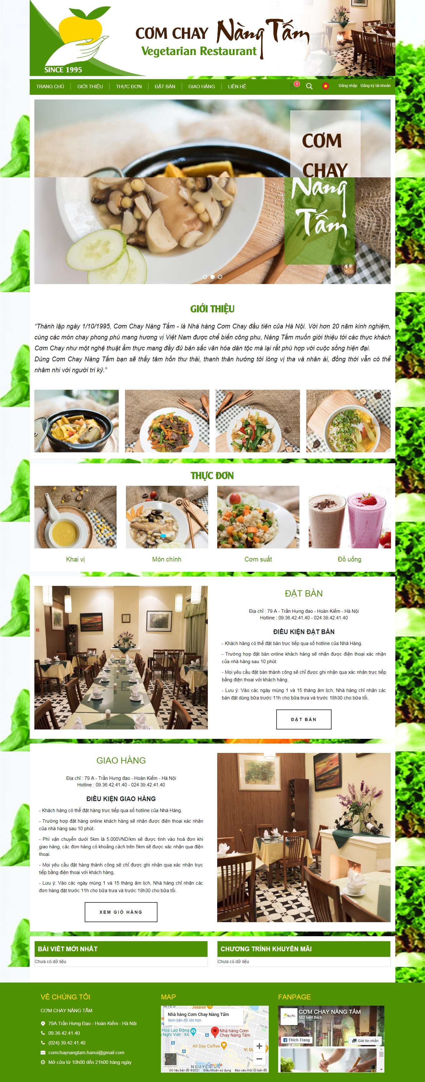 Thiết kế Website Web Nhà hàng Quán cafe Quán ăn - nangtamcomvn