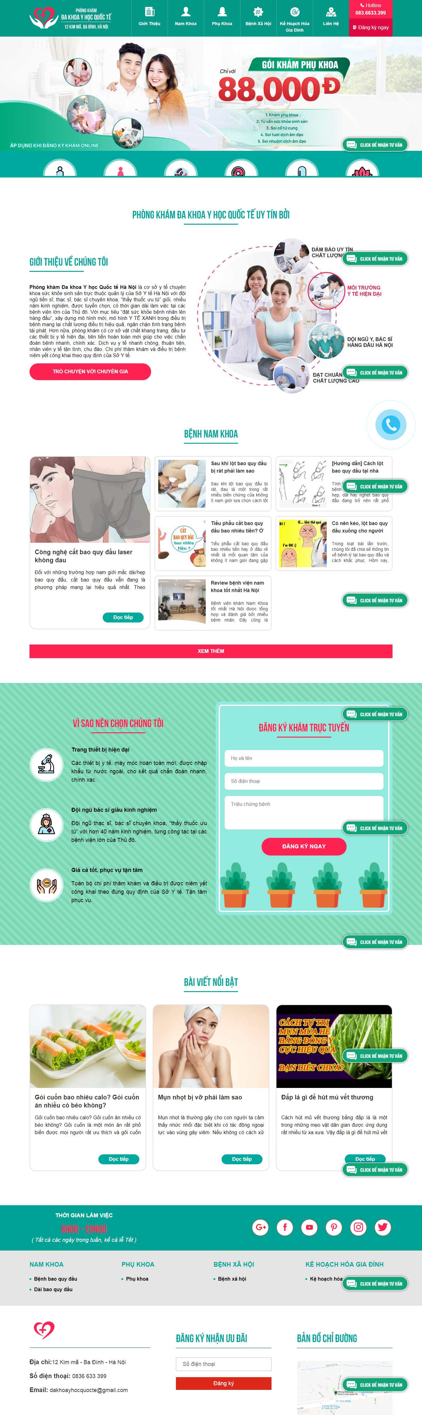 Thiết kế Website Web Sức Khỏe Y Tế Dược - yhocquoctehanoicom