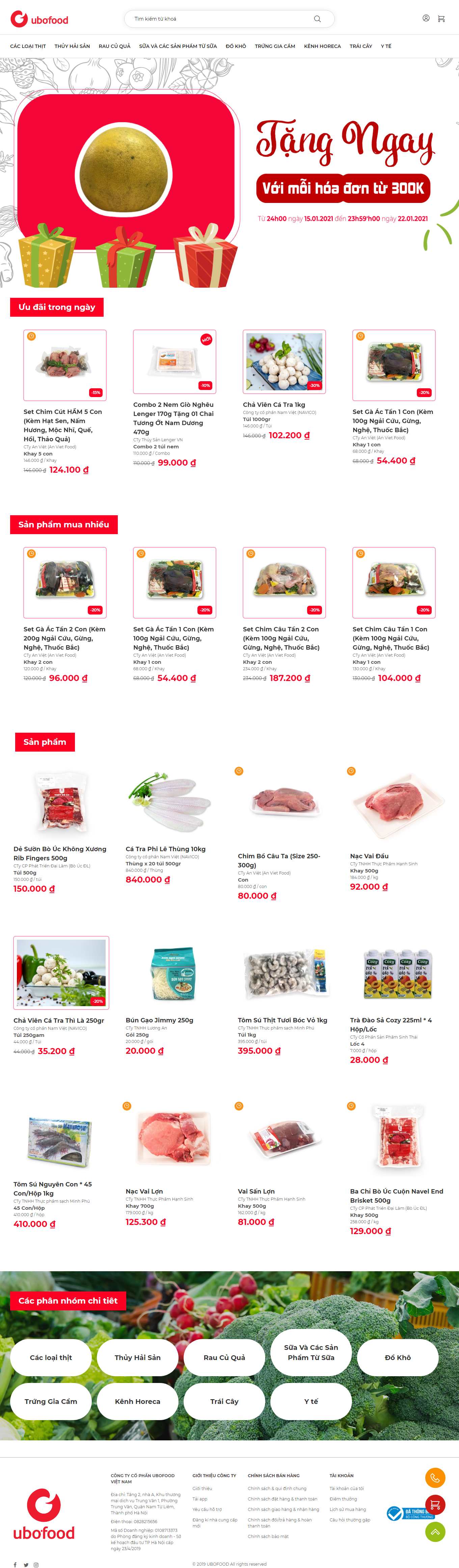 Thiết kế Website Web Thực phẩm Dinh dưỡng - ubofoodcom