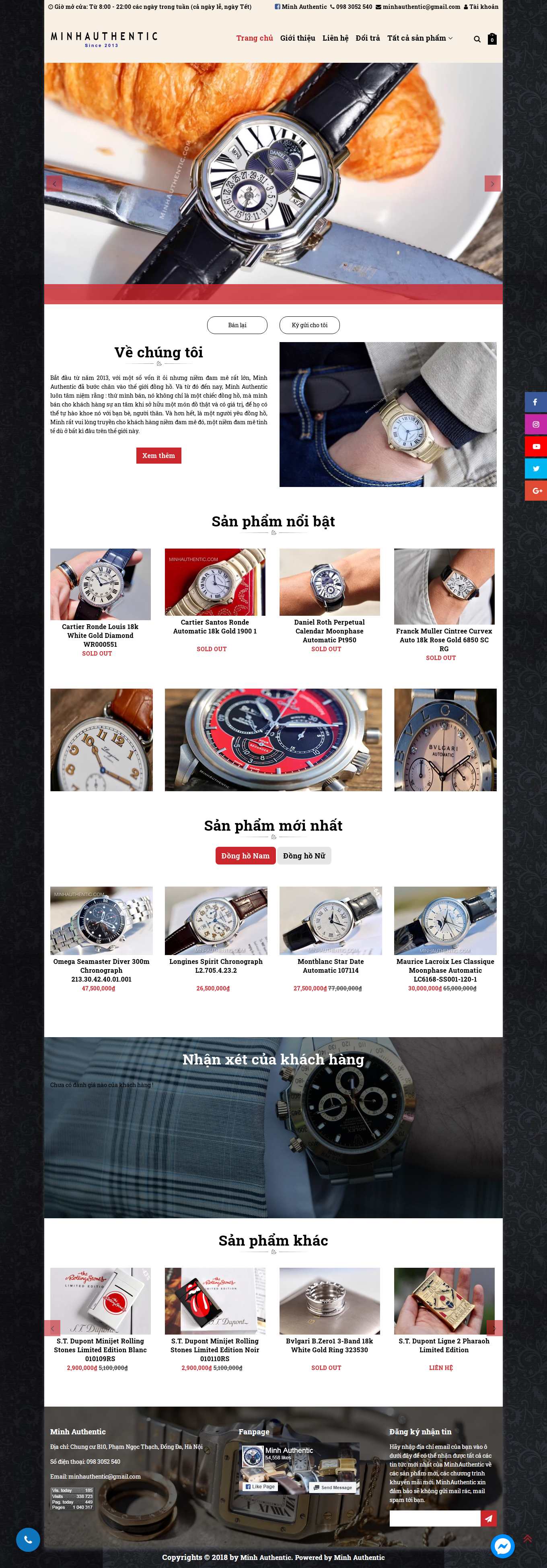 Thiết kế Website Web đồng hồ treo tường - minhauthenticcom