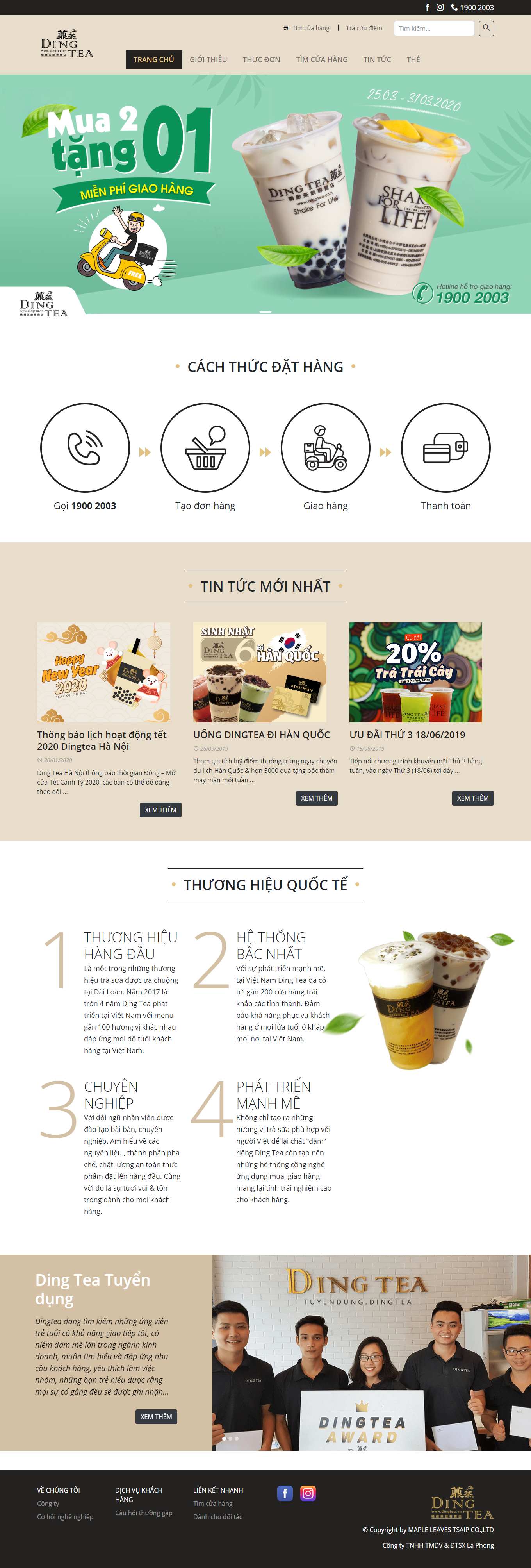 Thiết kế Website Web quán trà sữa - dingteavn