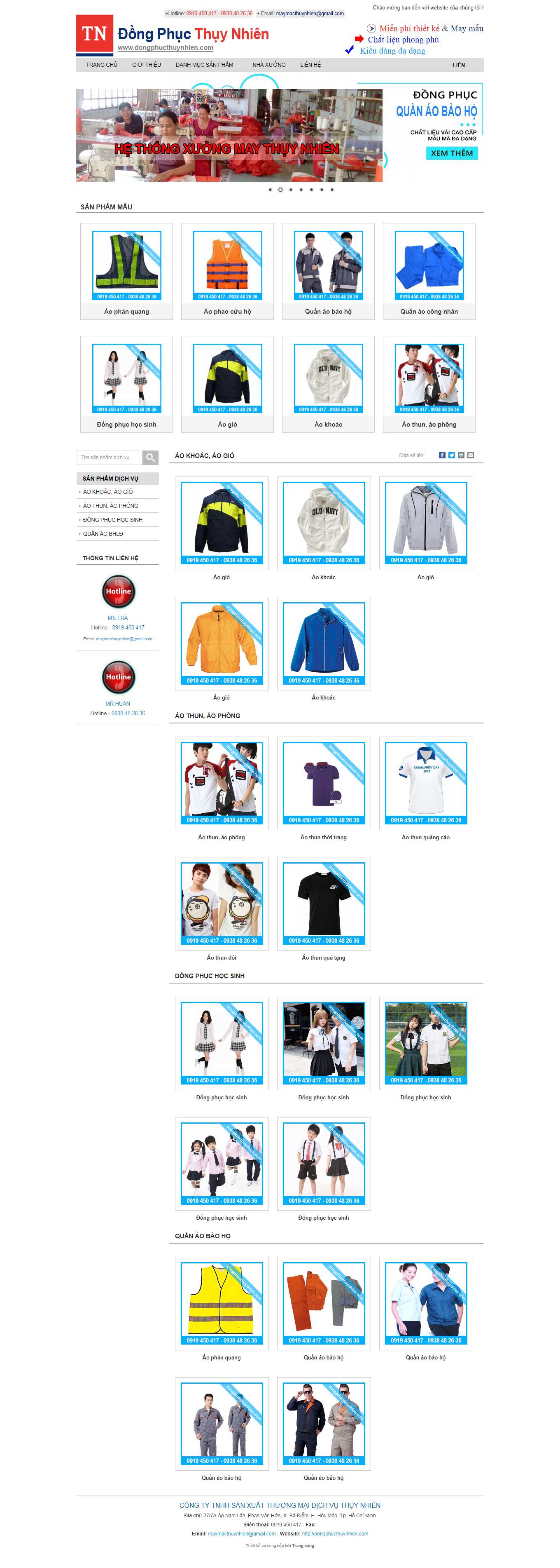 Thiết kế Website Web công ty may - dongphucthuynhiencom