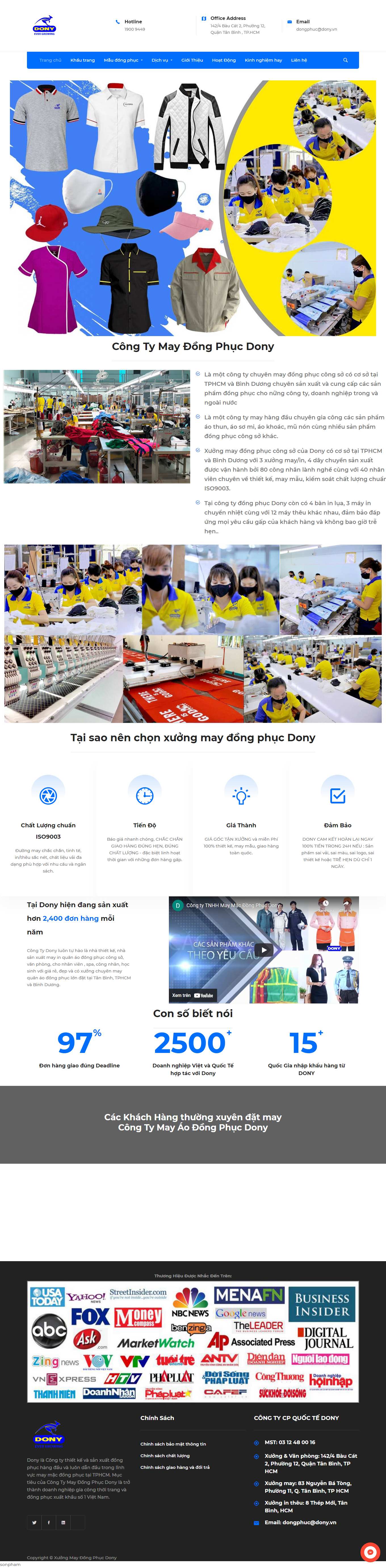 Thiết kế Website Web công ty may - dongphucdonyvn