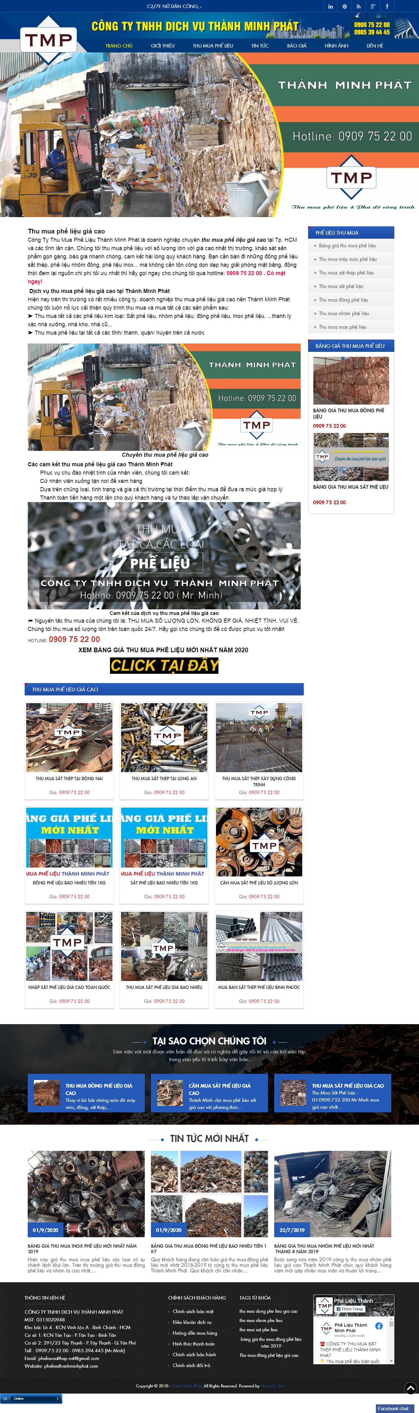 Thiết kế Website Web mua bán sắt vụn - phelieuthanhminhphatcom