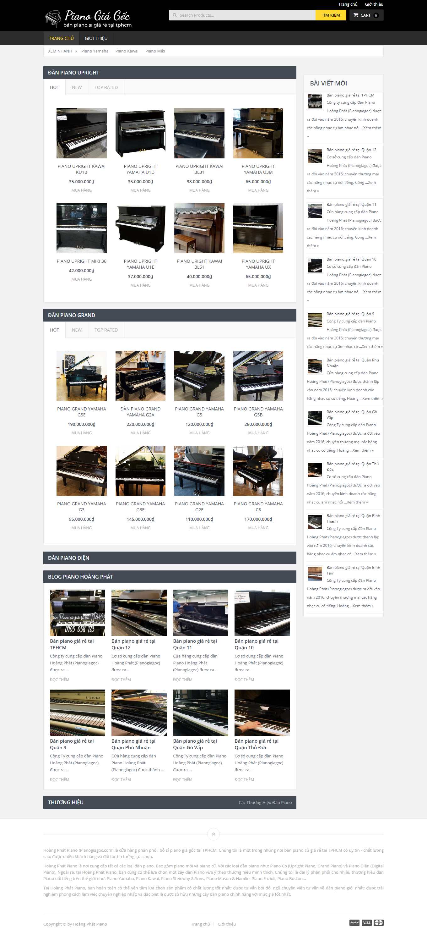 Thiết kế Website Web bán đàn piano, guita, organ - pianogiagoccom