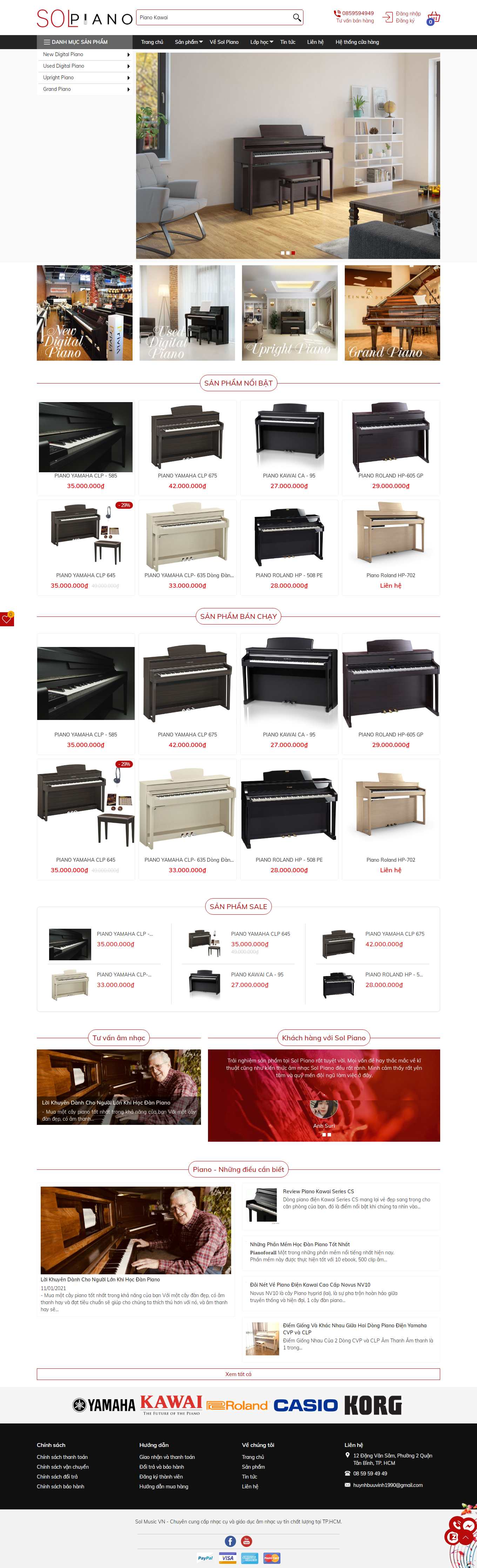 Thiết kế Website Web bán đàn piano, guita, organ - solmusicvn