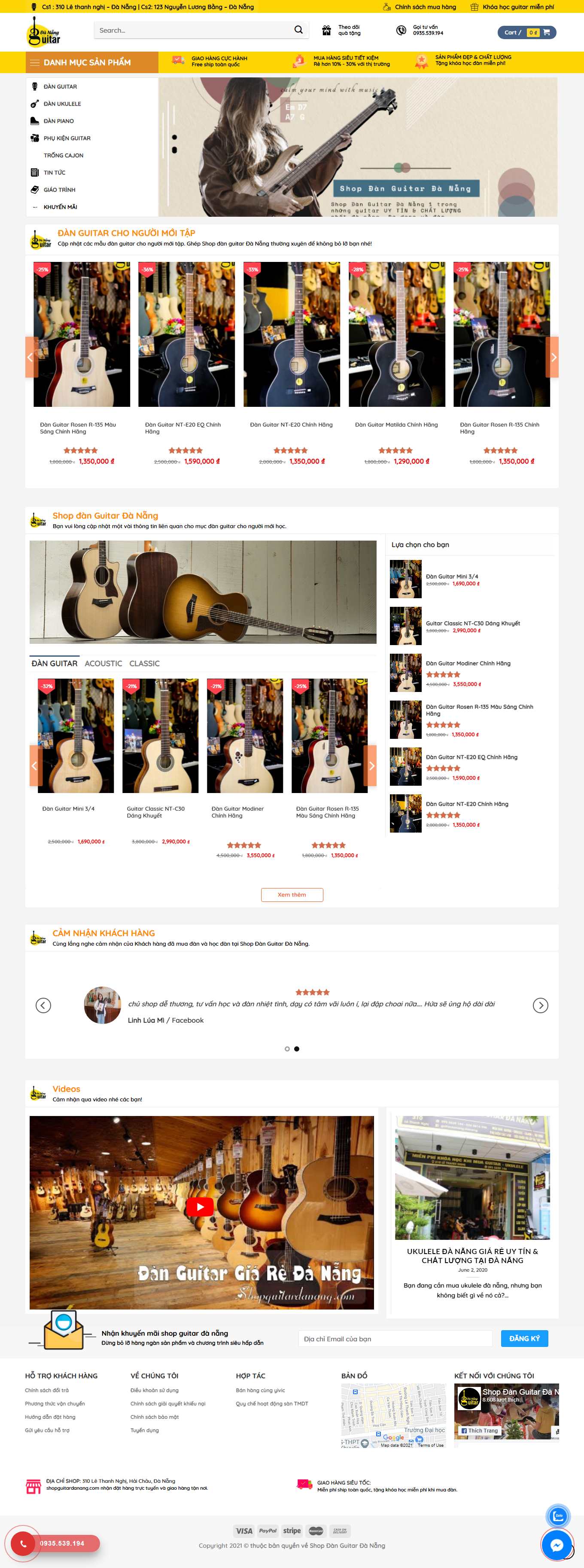 Thiết kế Website Web bán đàn piano, guita, organ - shopguitardanangcom