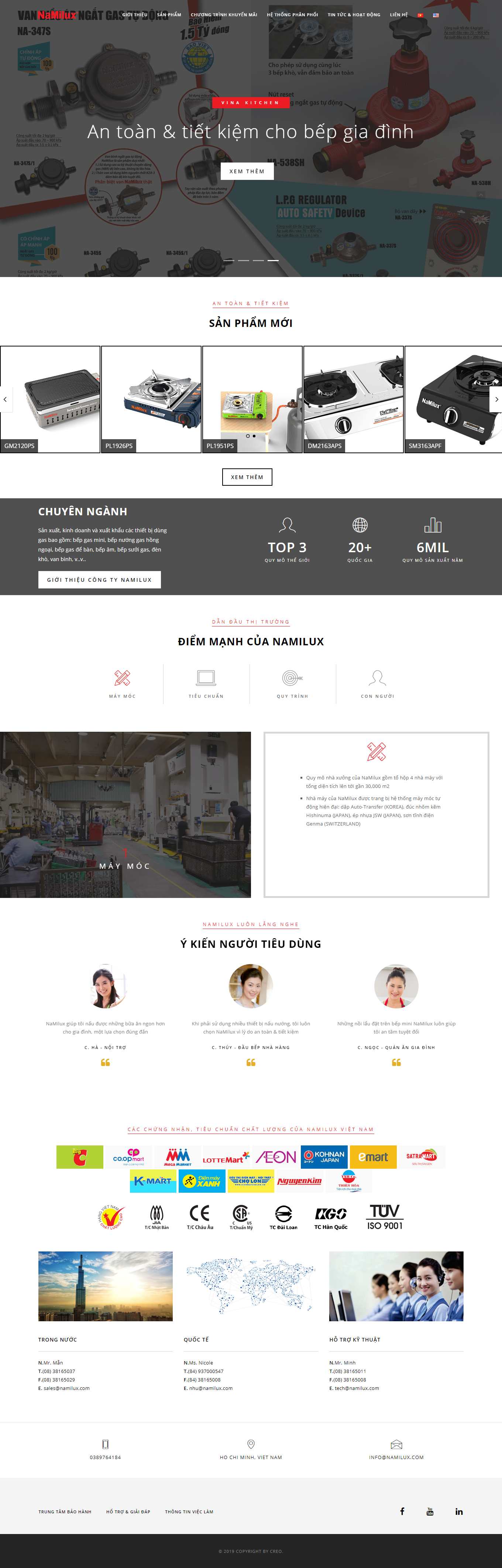 Thiết kế Website Web bán bếp gas - namiluxcom