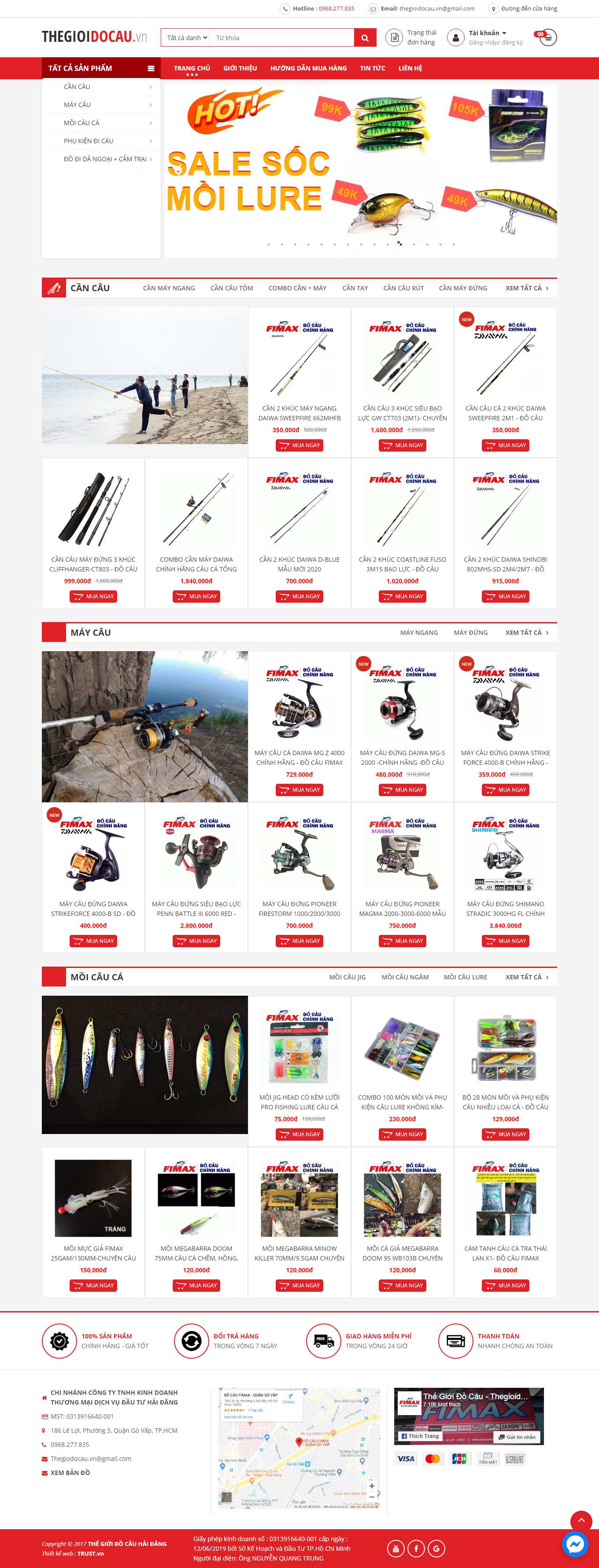 Thiết kế Website Web bán đồ câu cá - thegioidocauvn
