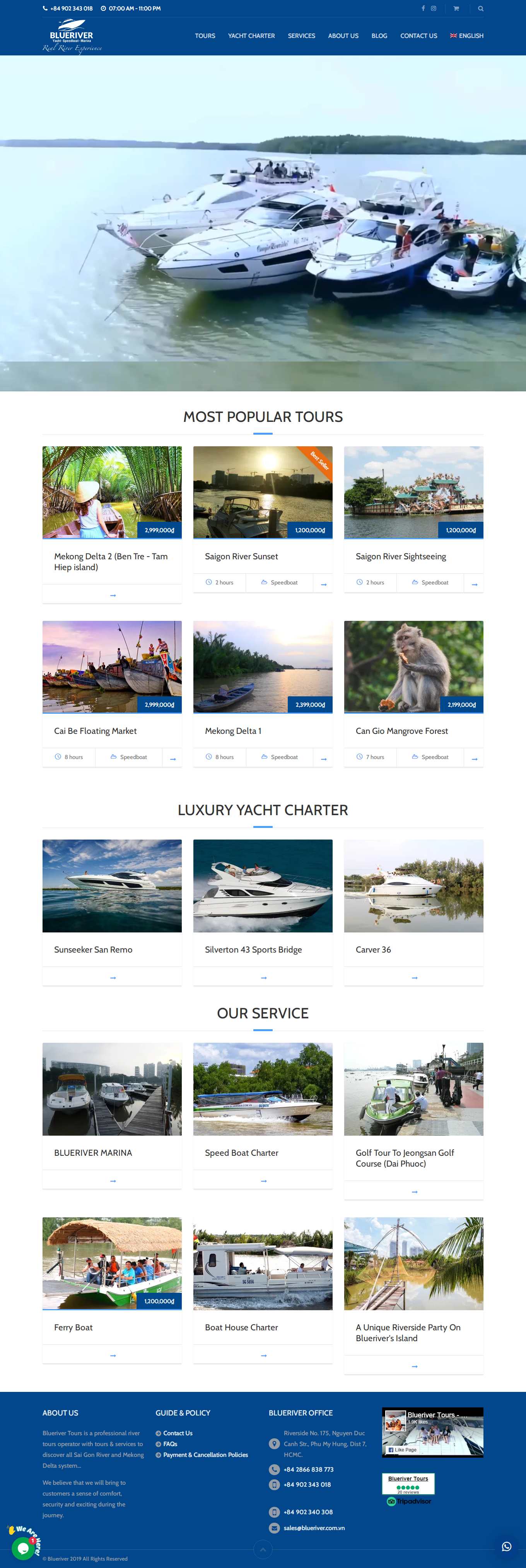 Thiết kế Website Web bán du thuyền cano - bluerivercomvn