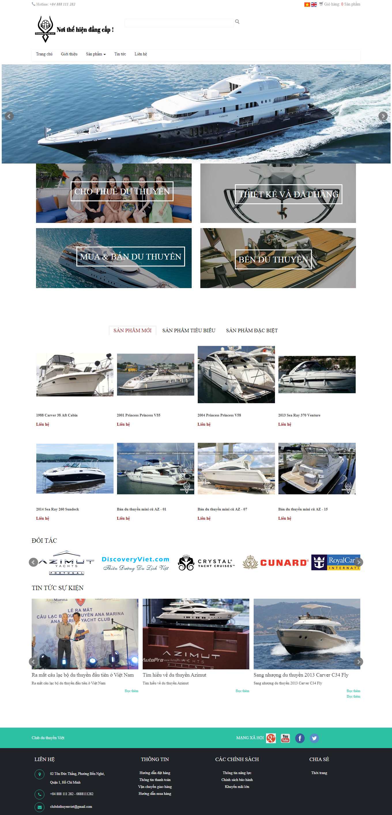 Thiết kế Website Web bán du thuyền cano - clubduthuyenvietcom