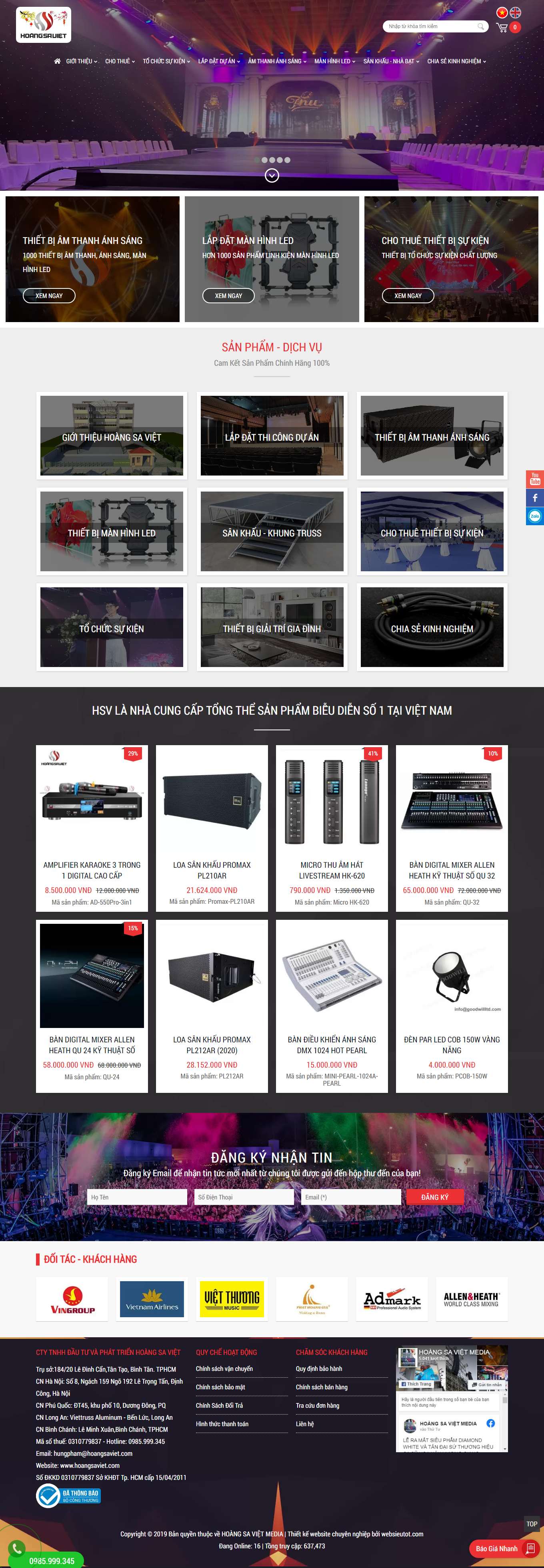 [amthanhanhsangsankhau] Thiết kế Website Web thiết bị âm thanh ánh sáng - hoangsavietcom