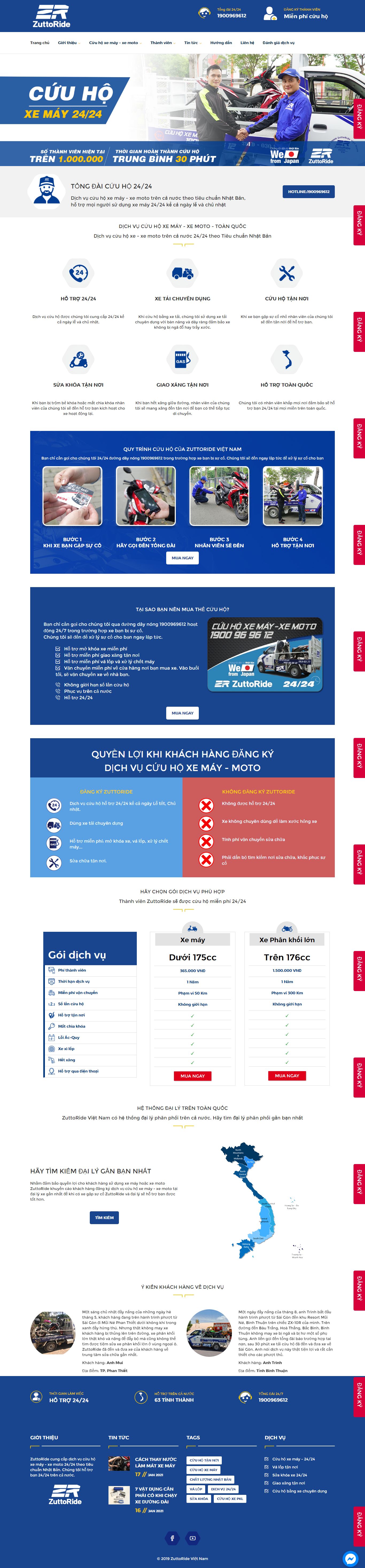 Thiết kế Website Web dịch vụ cứu hộ ô tô, xe máy - zuttoridevn