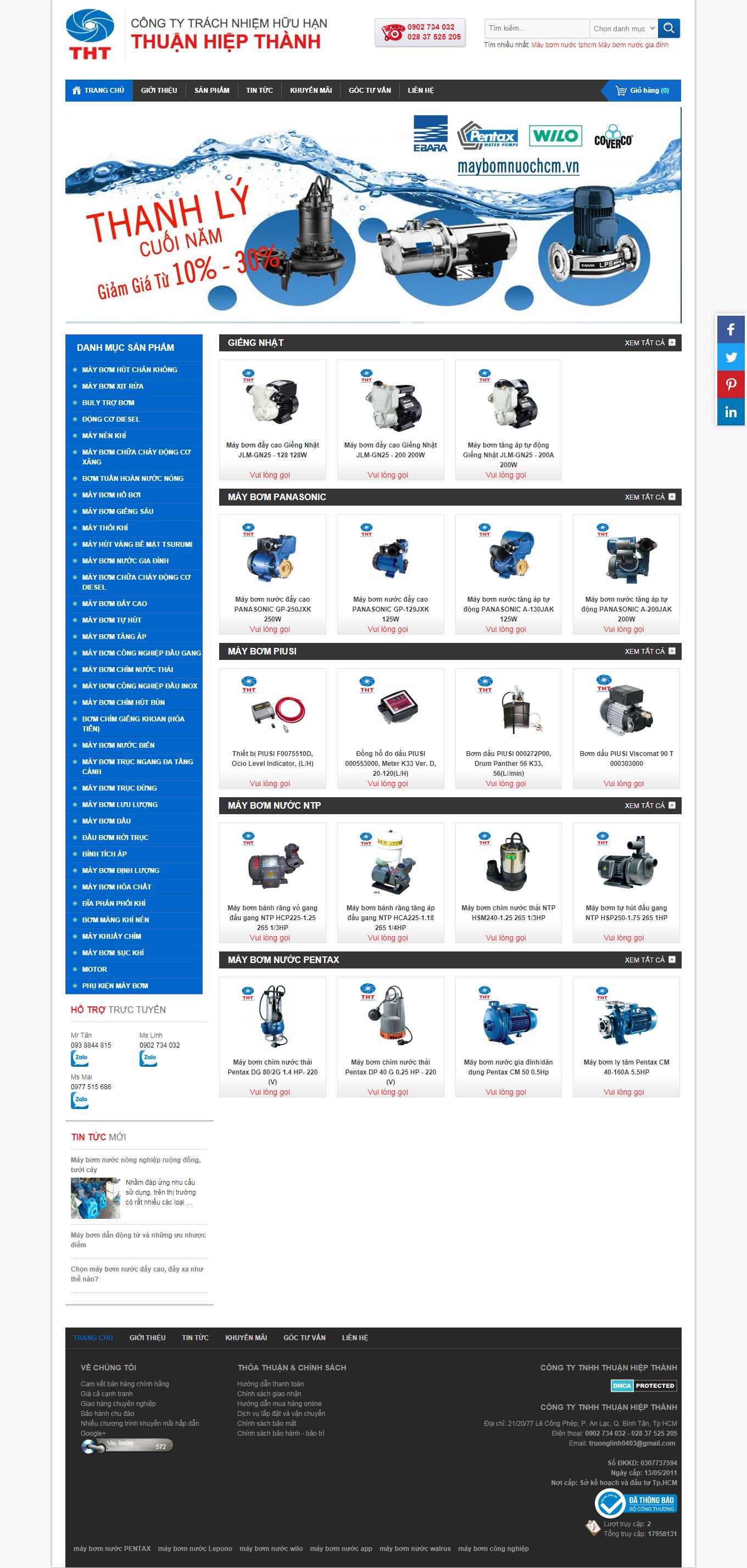 Thiết kế Website Web bán máy bơm - maybomnuochcmvn