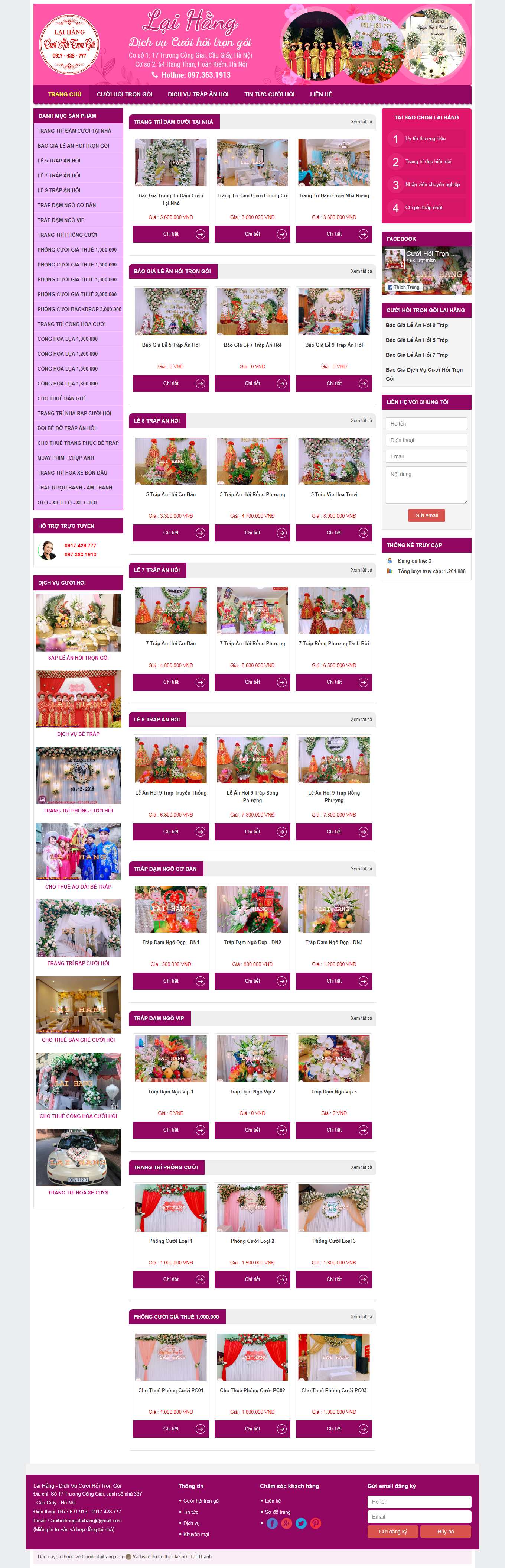 Thiết kế Website Web dịch vụ cưới hỏi trọn gói - cuoihoilaihangcom