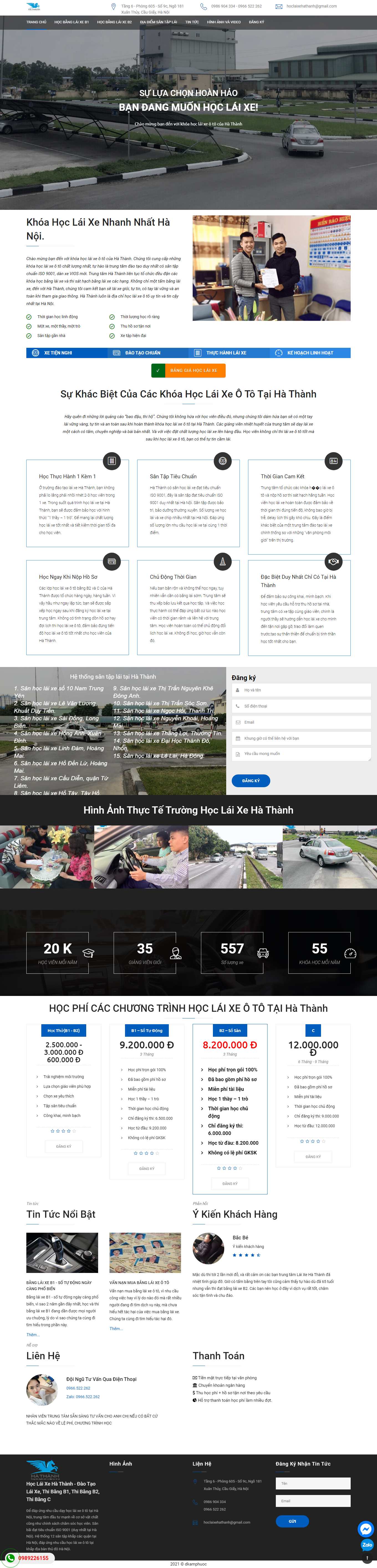 [trungtamdaotaolaixe] Thiết kế Website Web trung tâm đào tạo lái xe - wwwhocbanglaib2comvn