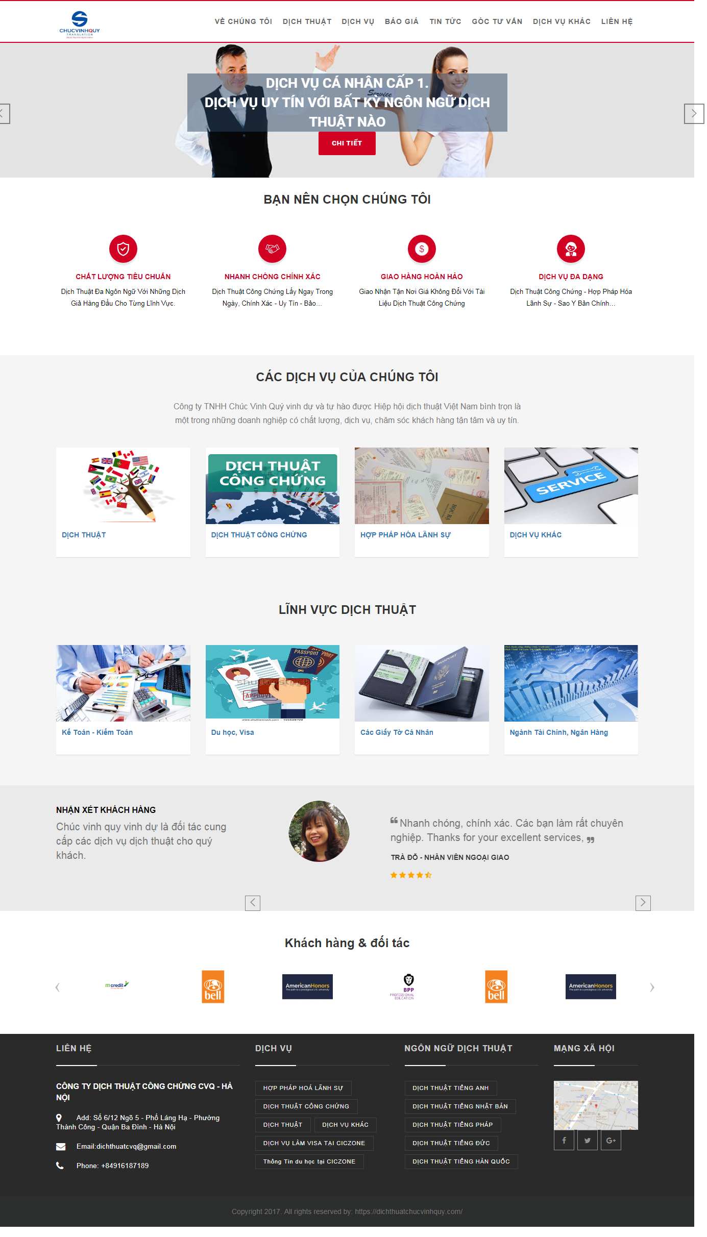 Thiết kế Website Web dịch thuật công chứng - dichthuatchucvinhquycom