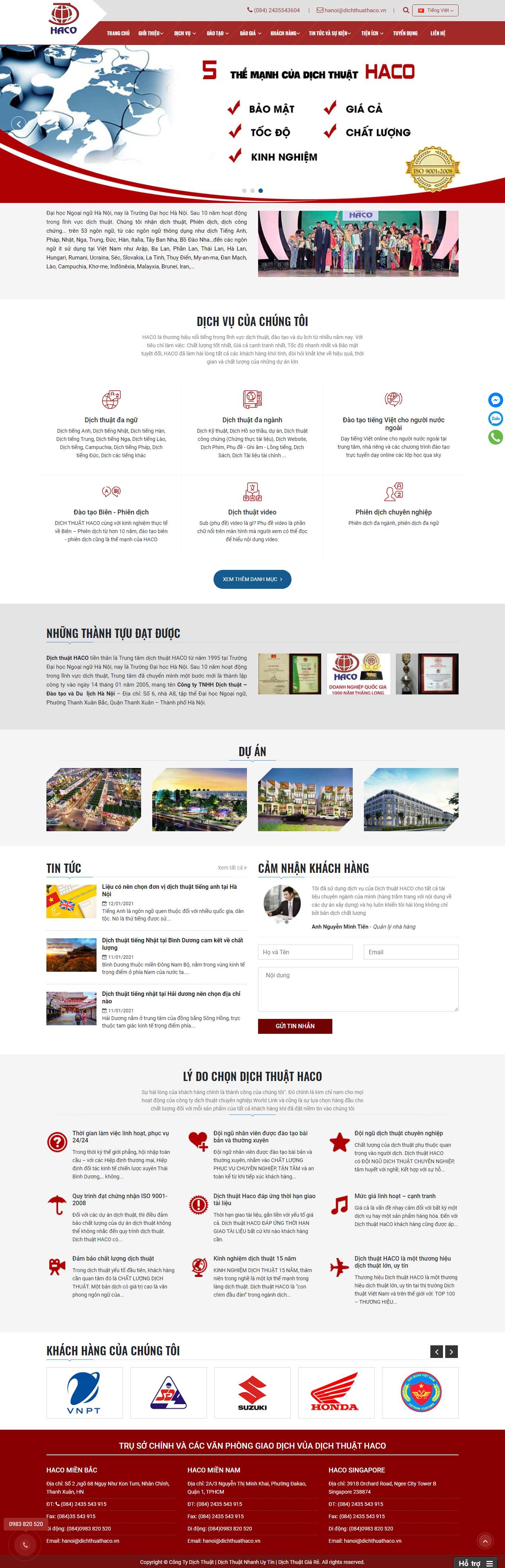 Thiết kế Website Web dịch thuật công chứng - dichthuathacocomvn