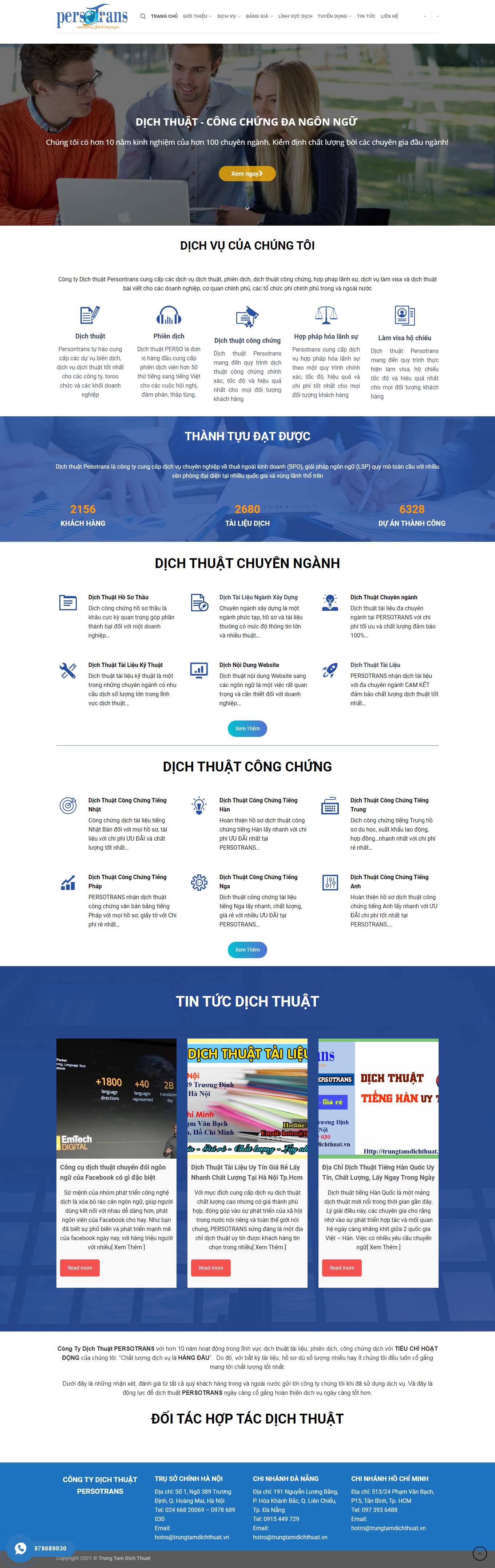 Thiết kế Website Web dịch thuật công chứng - trungtamdichthuatvn