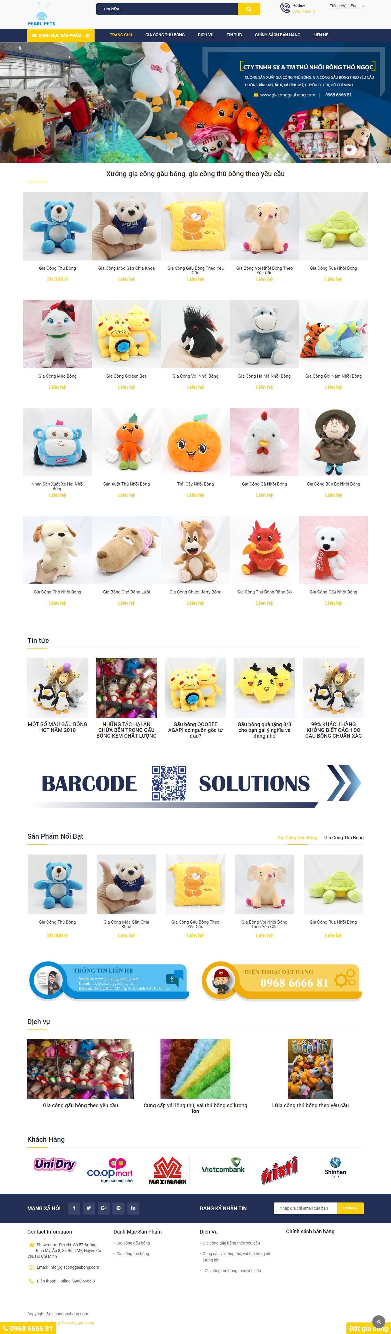 Thiết kế Website Web thú nhồi bông, quà lưu niệm - wwwgiaconggaubongcom