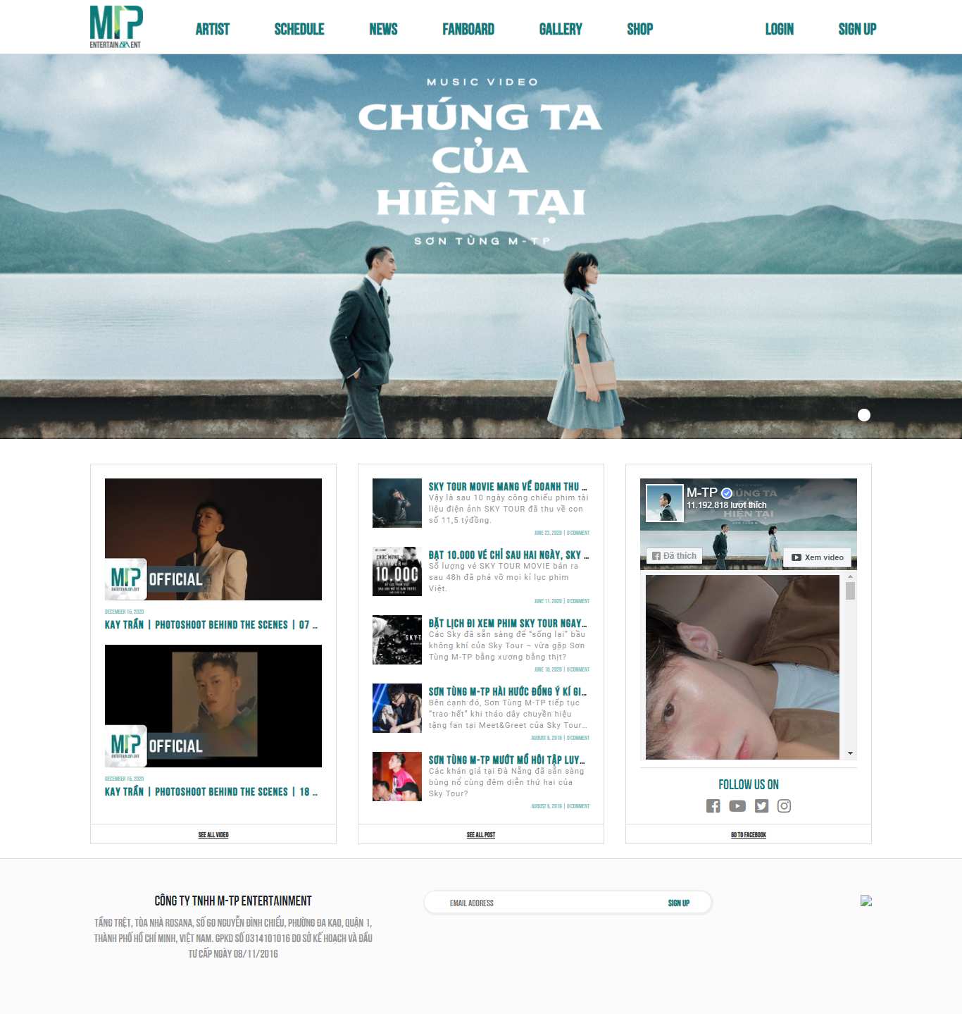 Thiết kế Website Web Nghệ Sỹ Ca sĩ Cá Nhân - mtpentertainmentcom