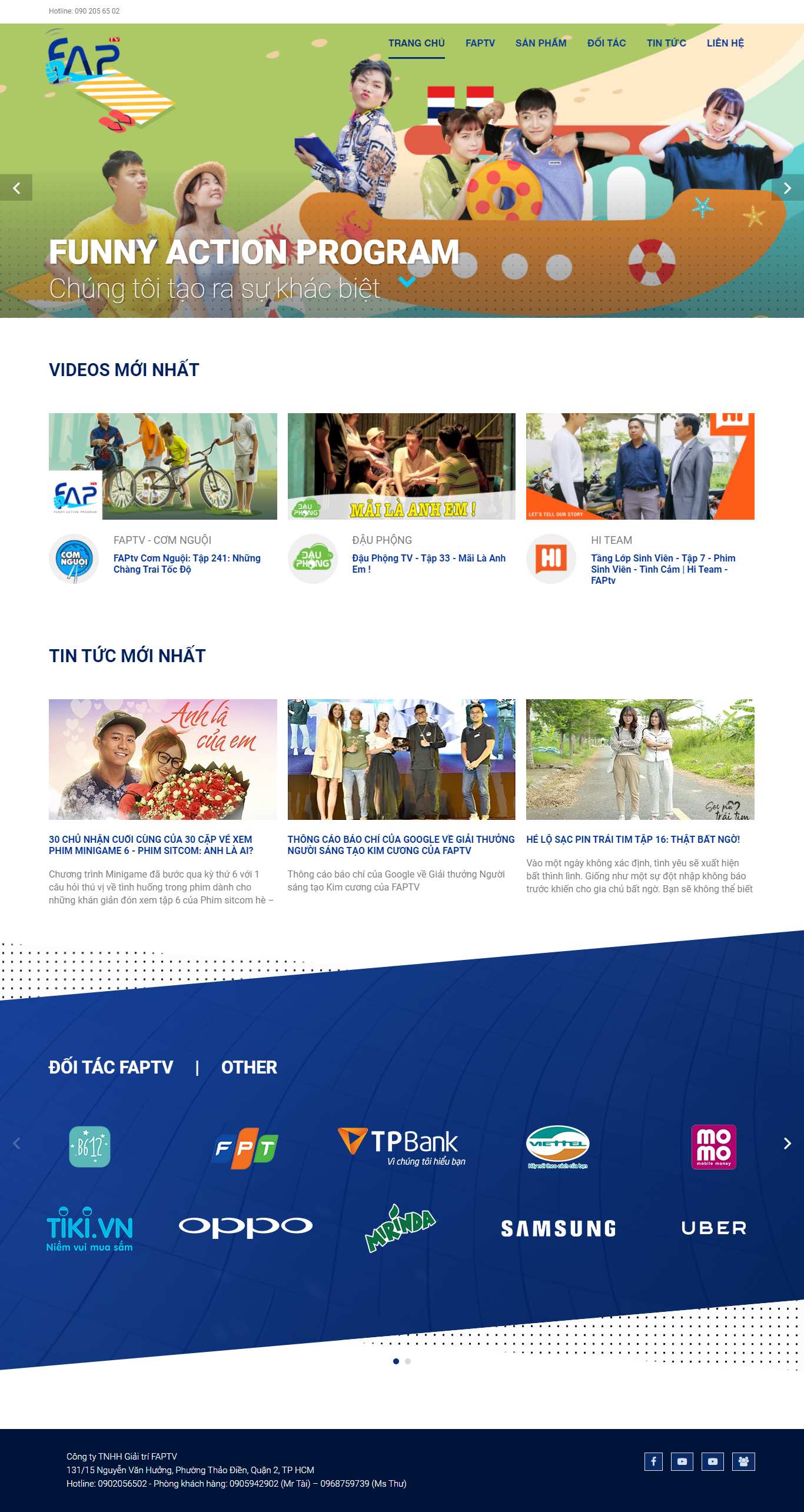 Thiết kế Website Web Nghệ Sỹ Ca sĩ Cá Nhân - faptvmediacom