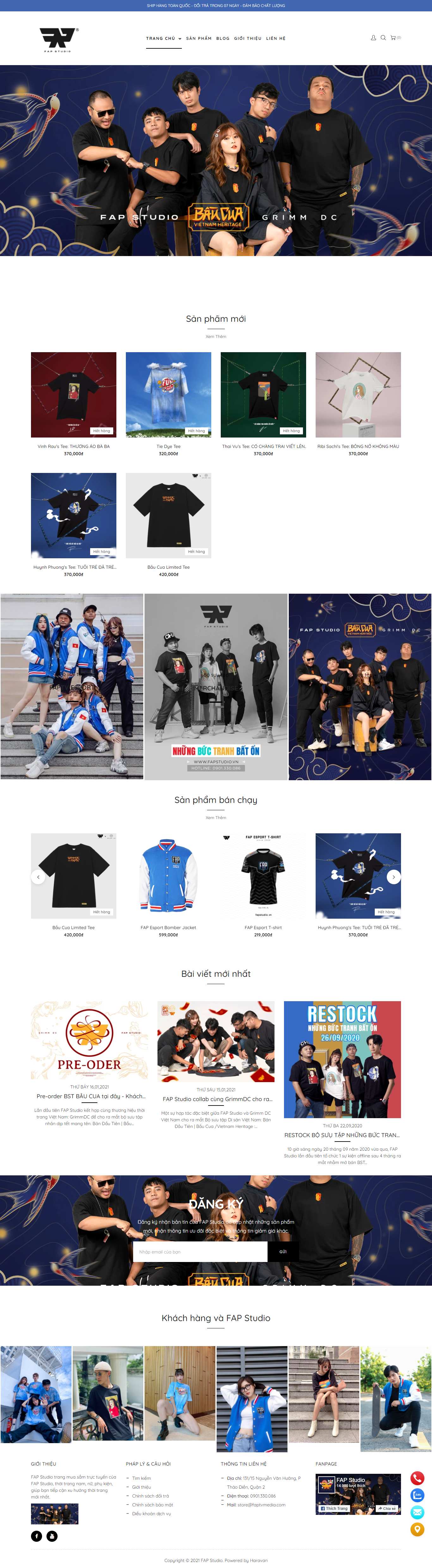 Thiết kế Website Web Nghệ Sỹ Ca sĩ Cá Nhân - faptvstorevn