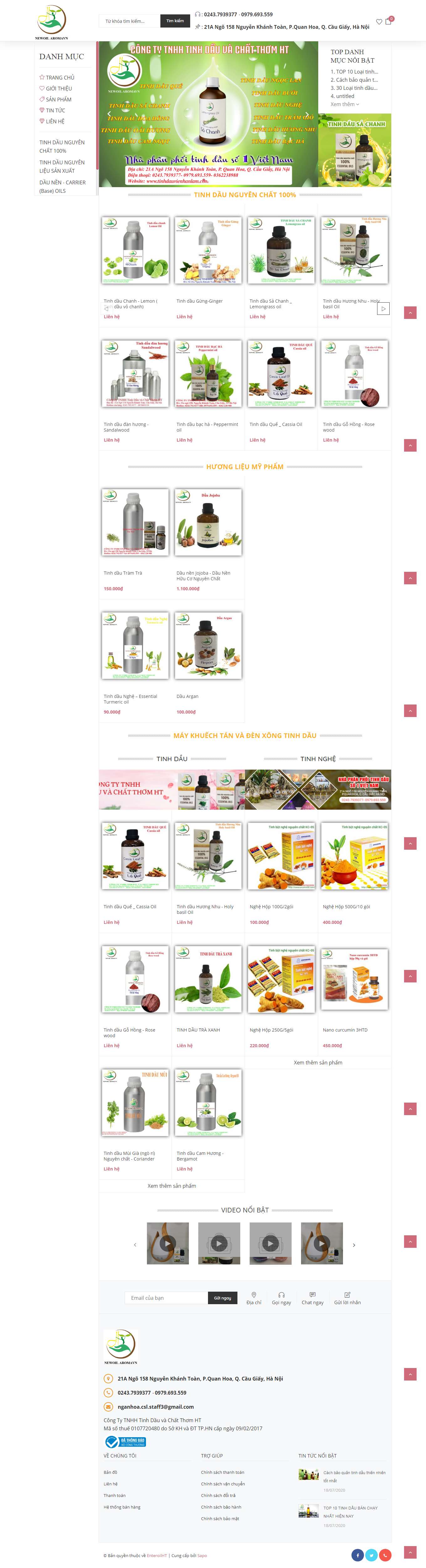 Thiết kế Website Web bán tinh dầu nguyên chất - aromatidecom