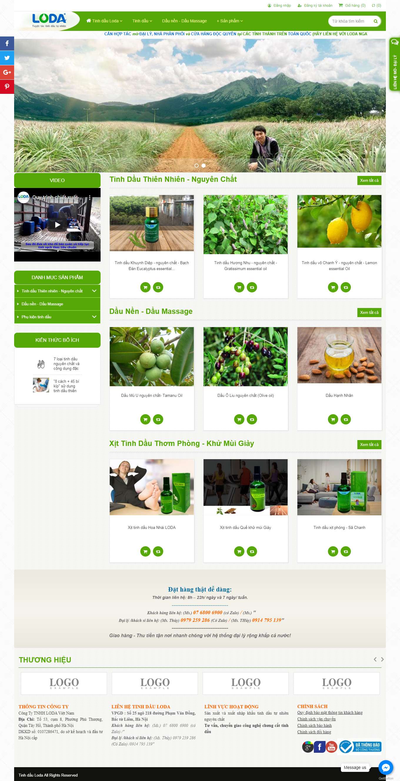 Thiết kế Website Web bán tinh dầu nguyên chất - tinhdaulodavn