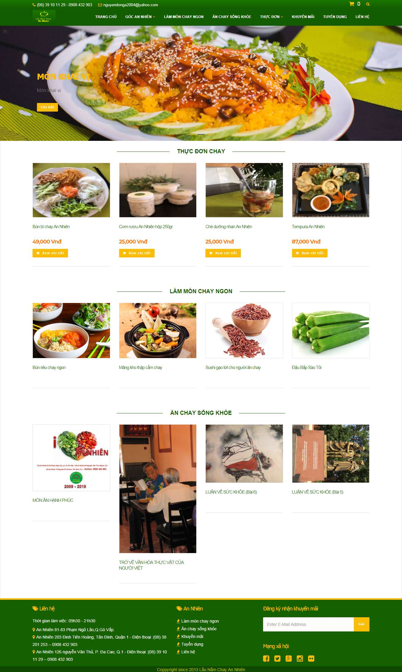 Thiết kế Website Web bán đồ ăn chay - launamchayannhiencom