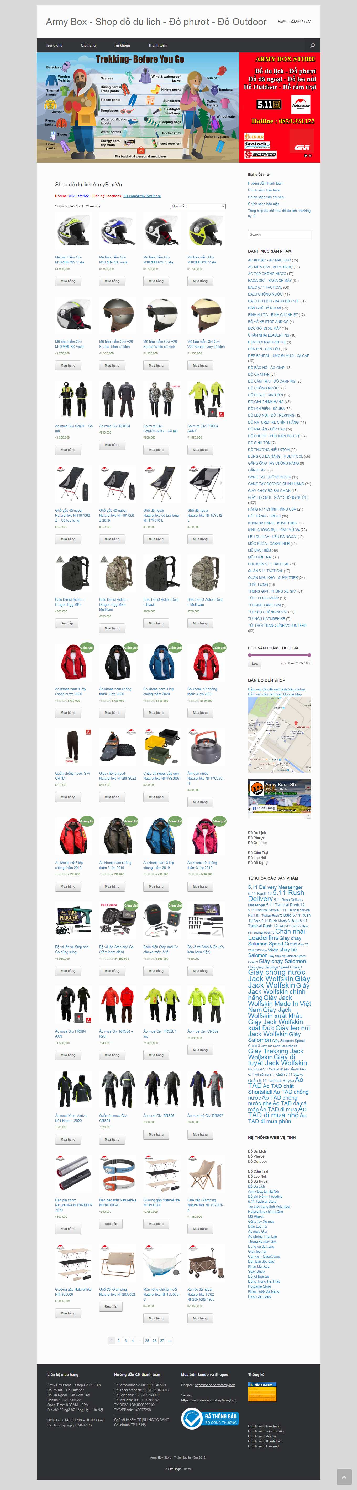 [phuotbuistore] Thiết kế Website Web bán đồ phượt, vật dụng du lịch bụi - wwwarmyboxvn