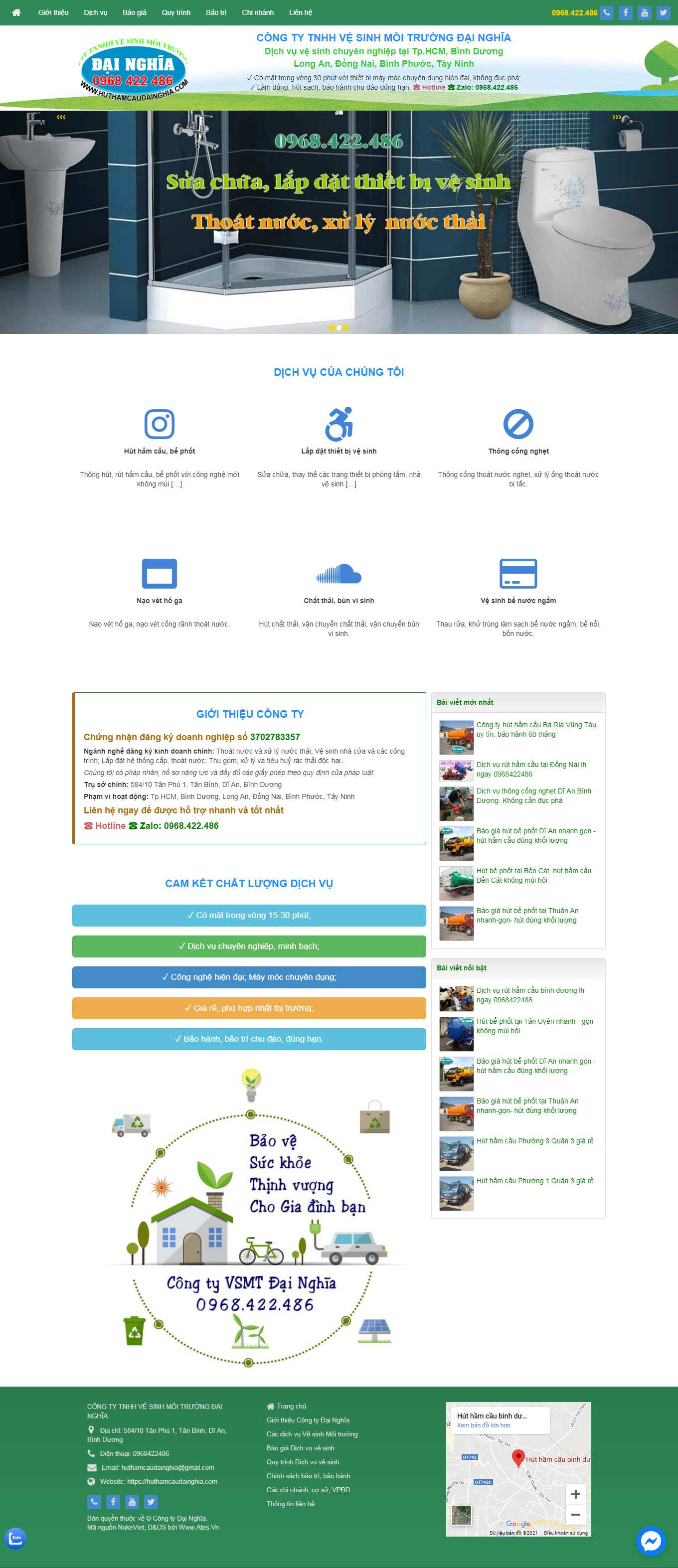 Thiết kế Website Web dịch vụ thông tắc công - huthamcaudainghiacom
